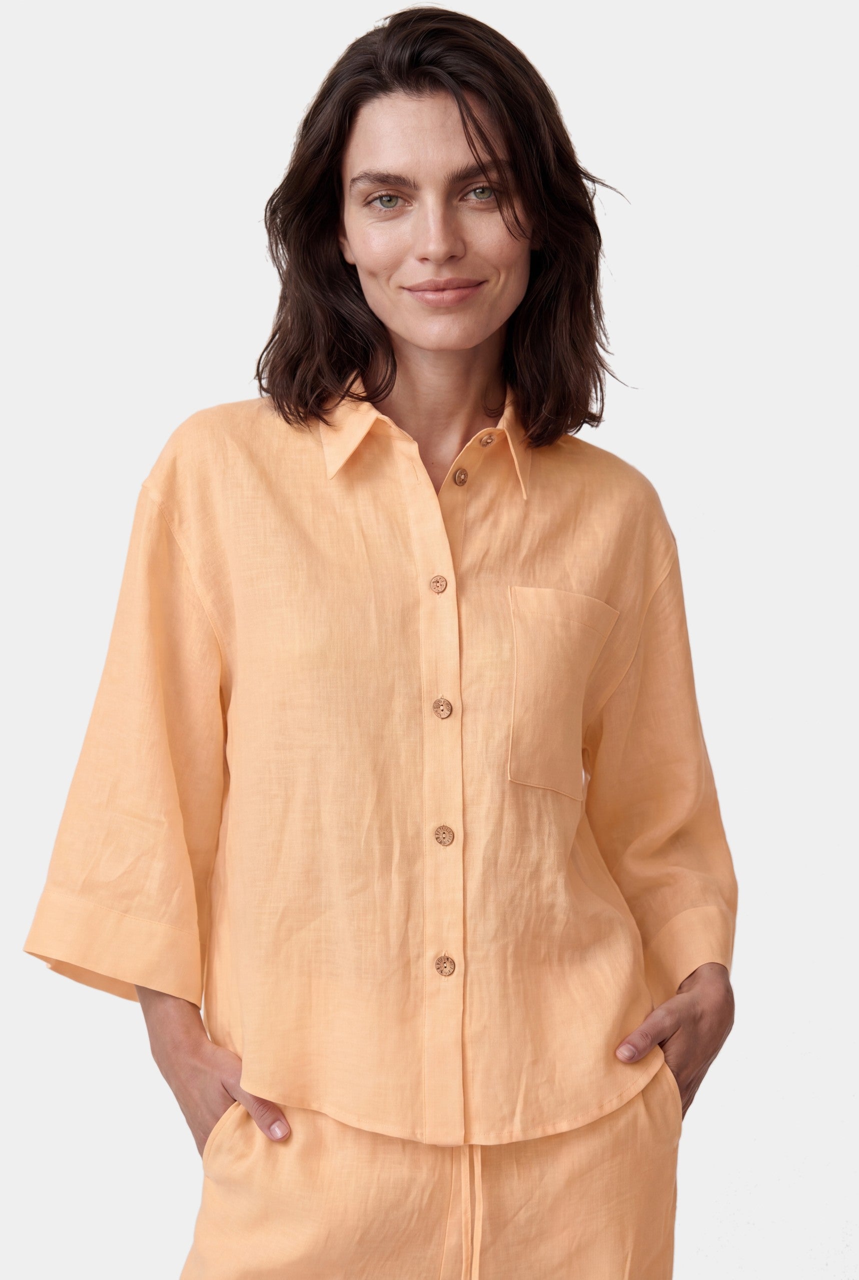 NOKAYA Peach Heavy Linen Perfect Days front