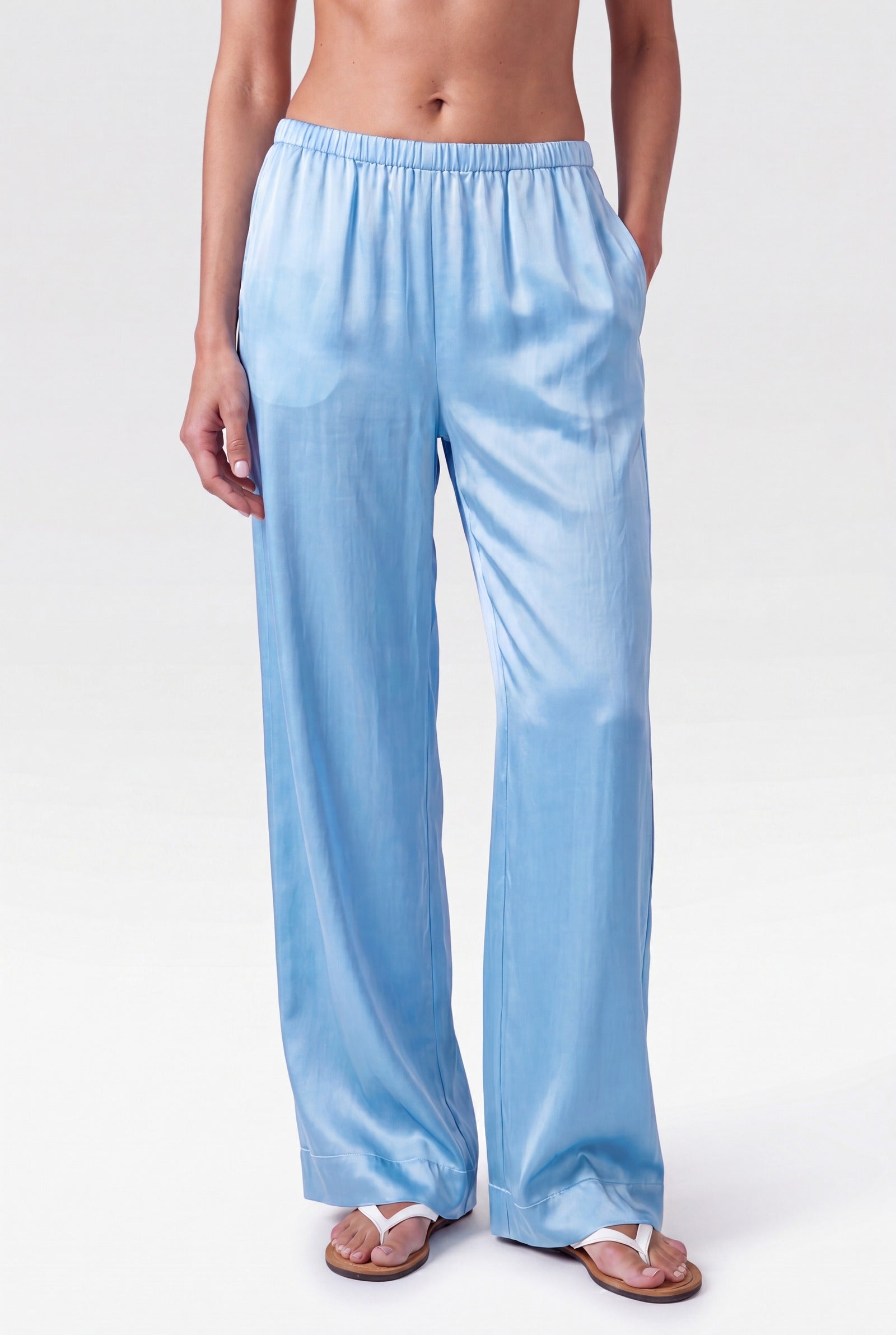 NOKAYA Blue Silk Trousers The Lady