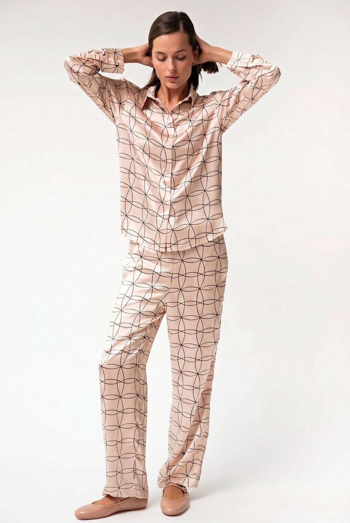 Pink Neo Geo Silk Trousers