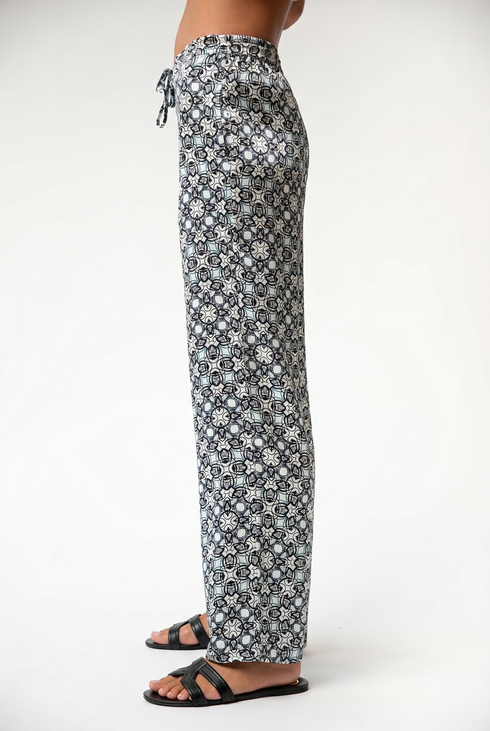 Black Crystal Neo Geo Silk Trousers