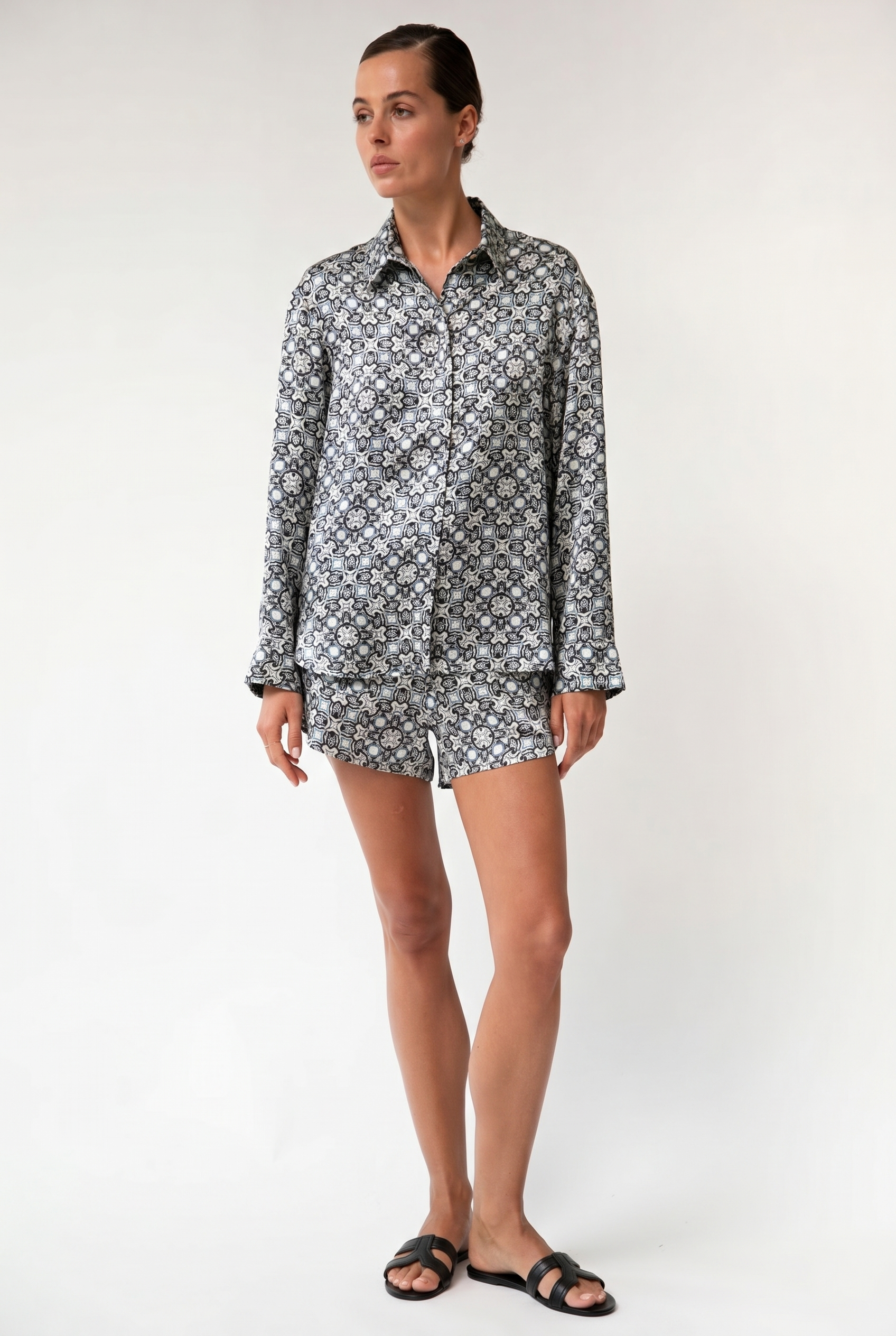 Black Crystal Neo Geo Silk Shorts