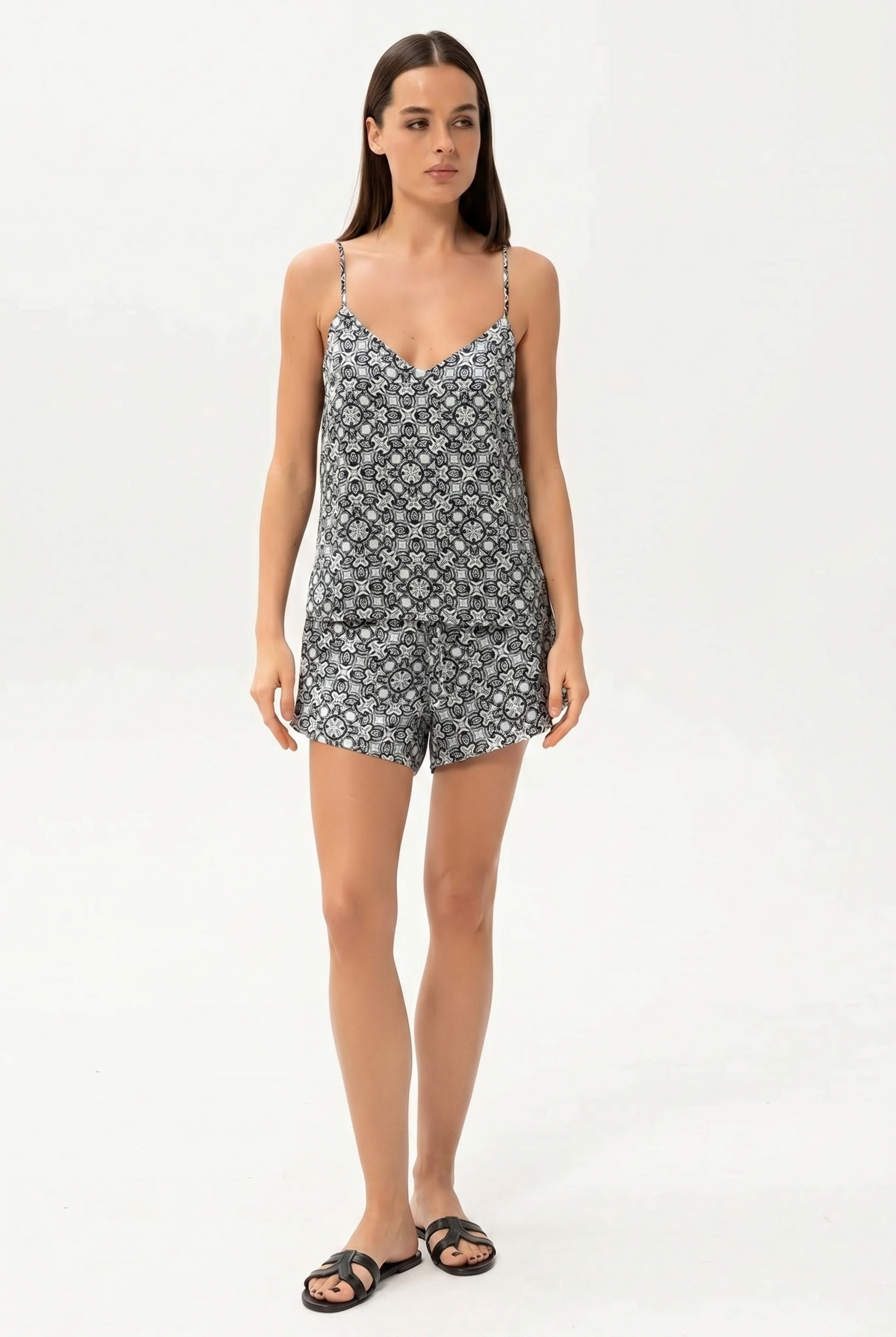 Black Crystal Neo Geo Silk Shorts