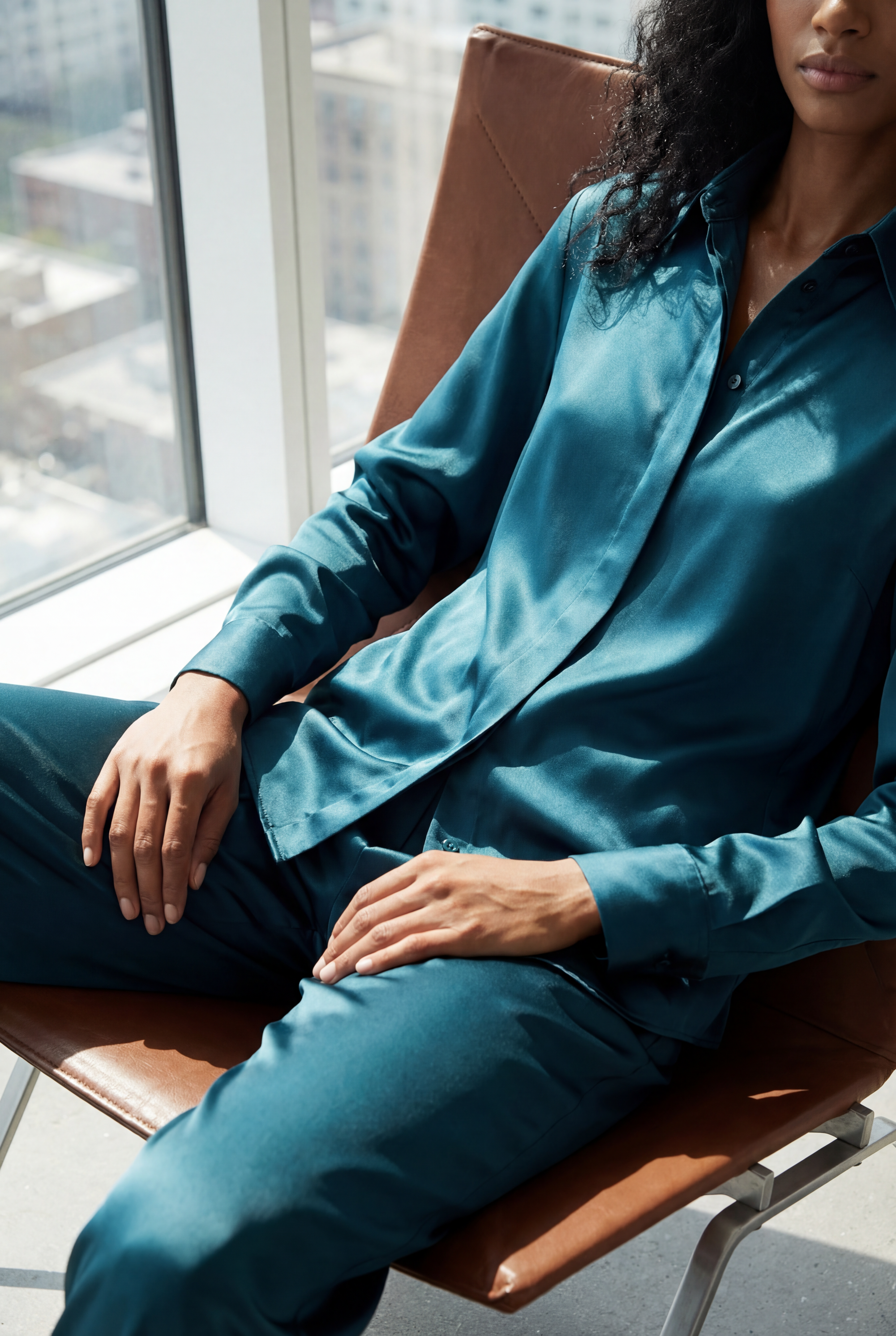 SILK PYJAMAS THE LADY TEAL ECLIPSE