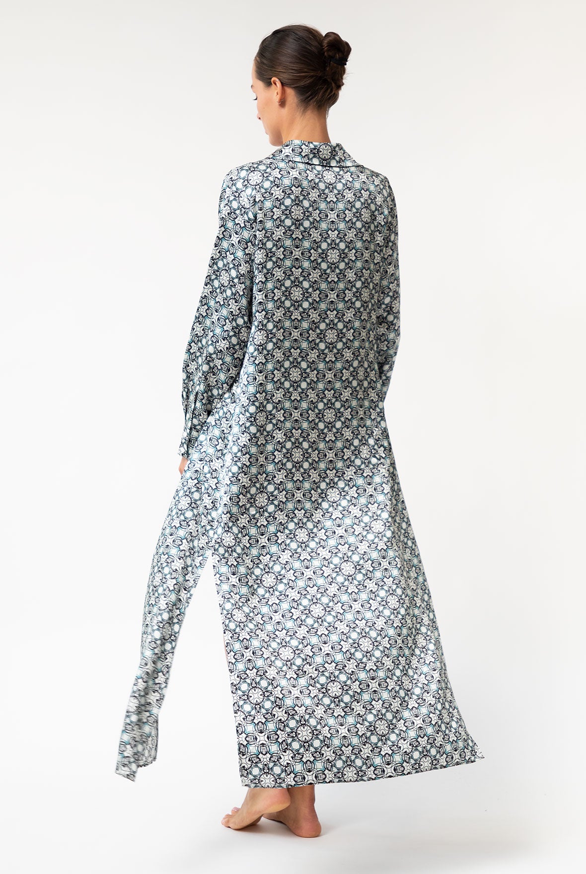 Black Crystal Neo Geo Silk Shirt Dress