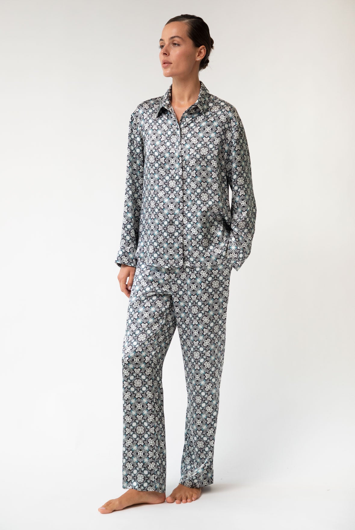 Black Crystal Neo Geo Silk Pyjama Pants