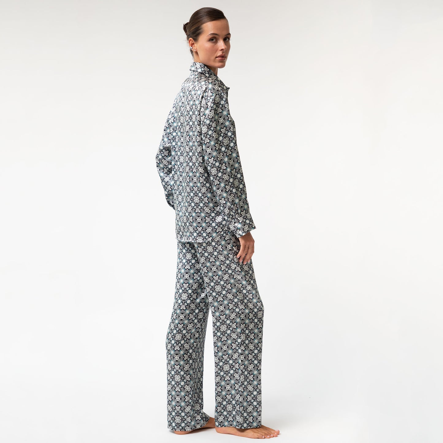 Black Crystal Neo Geo Silk Pyjama Pants