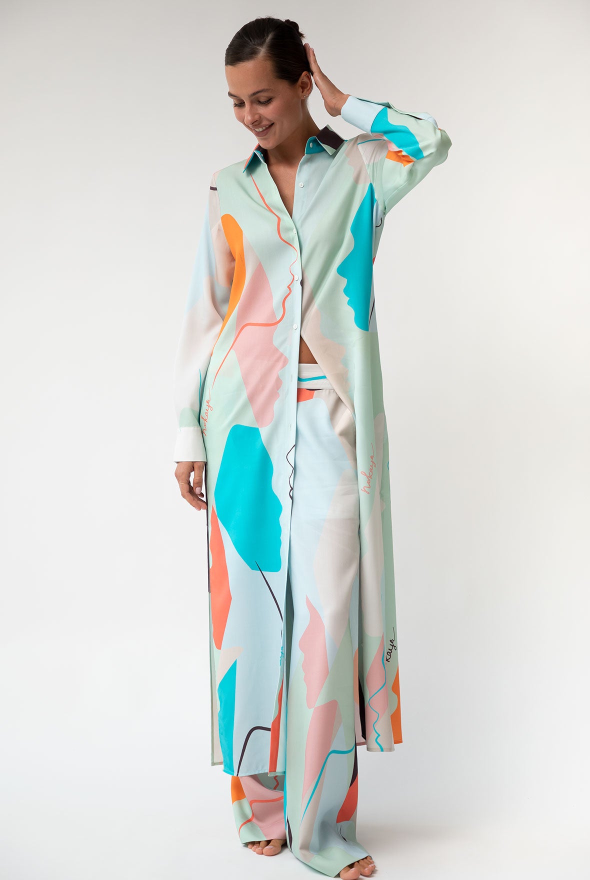 Us Tencel Twill Button-Down Long Shirt Dress