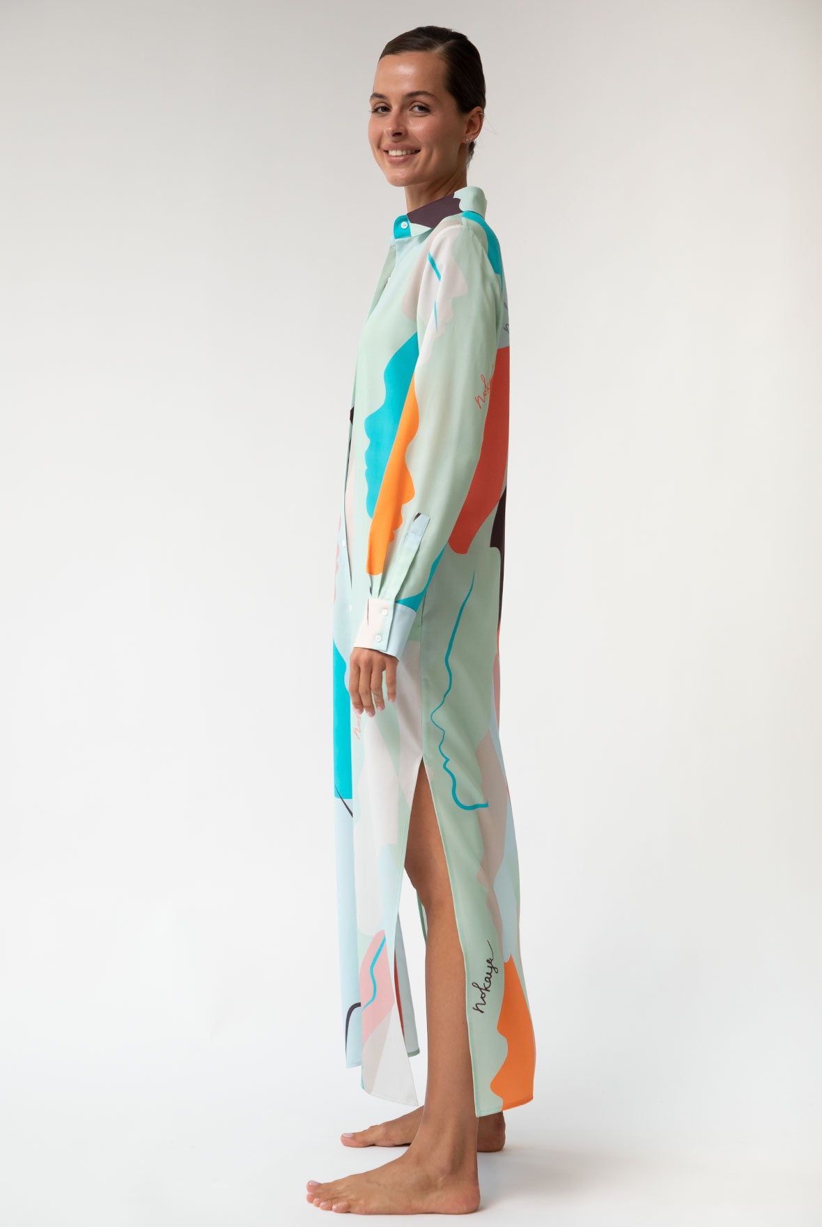 Us Tencel Twill Button-Down Long Shirt Dress