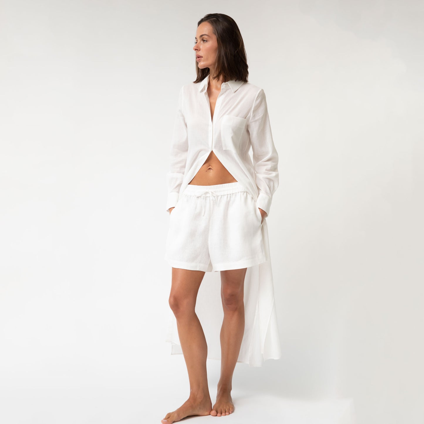 White Heavy Linen Shorts Perfect Days