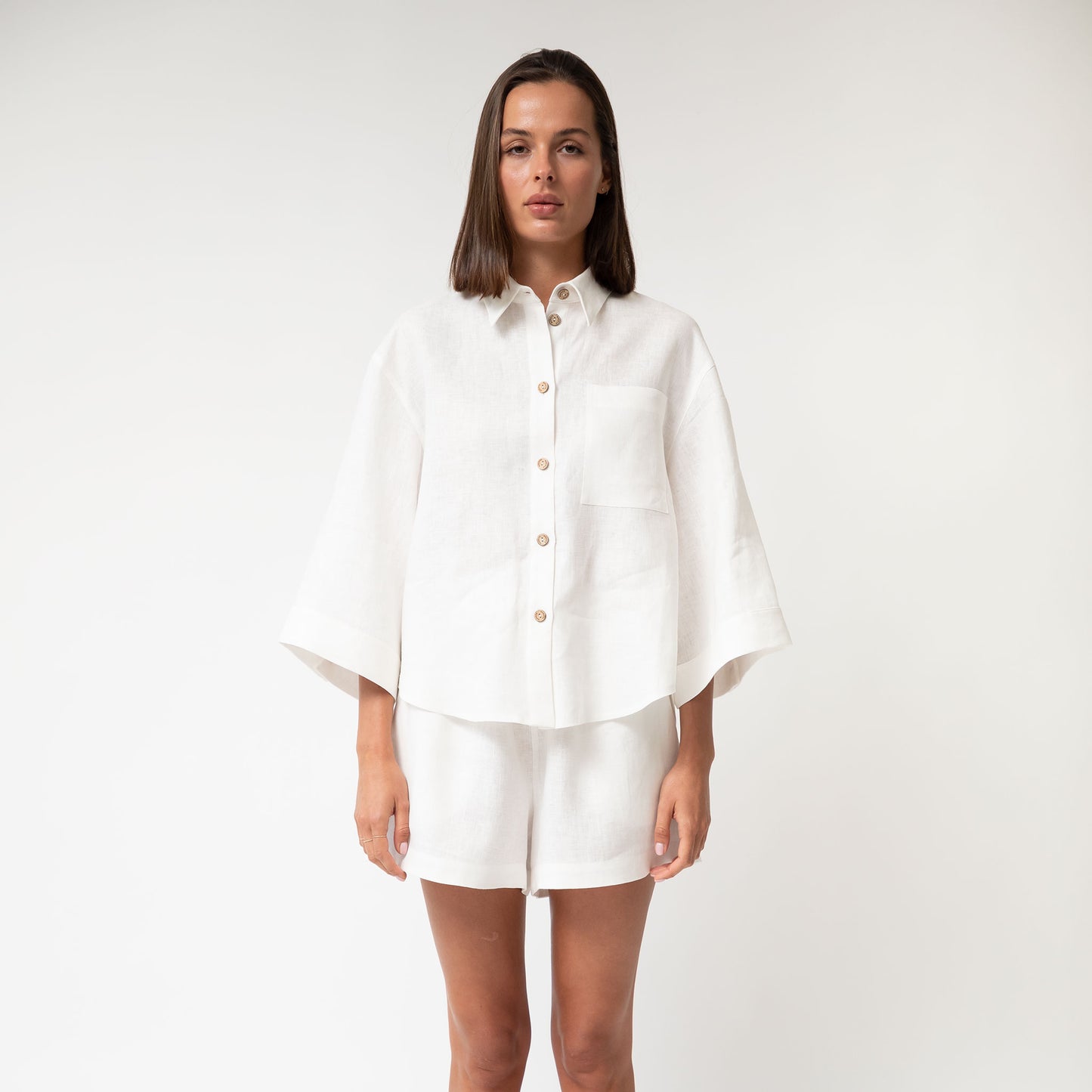 White Heavy Linen Shorts Perfect Days