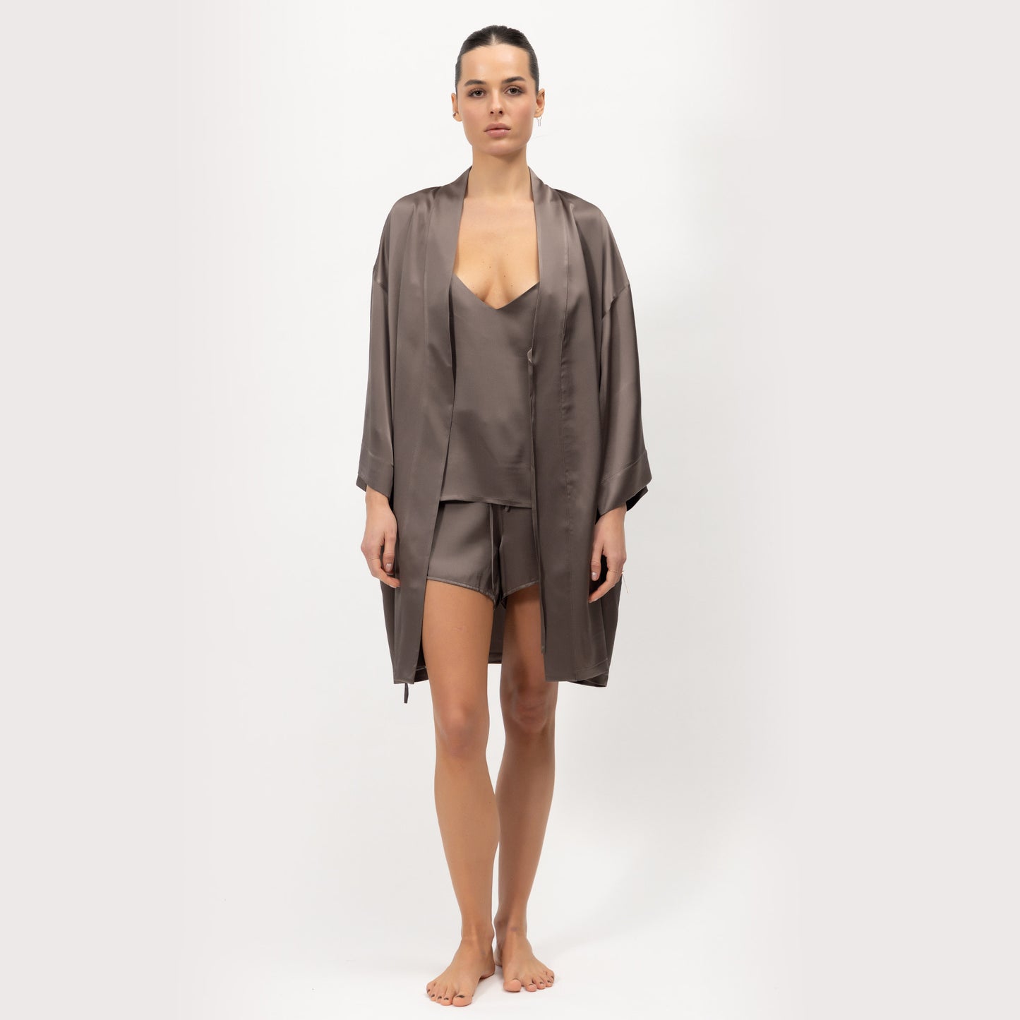 Silk Short Kimono-style Robe The Lady