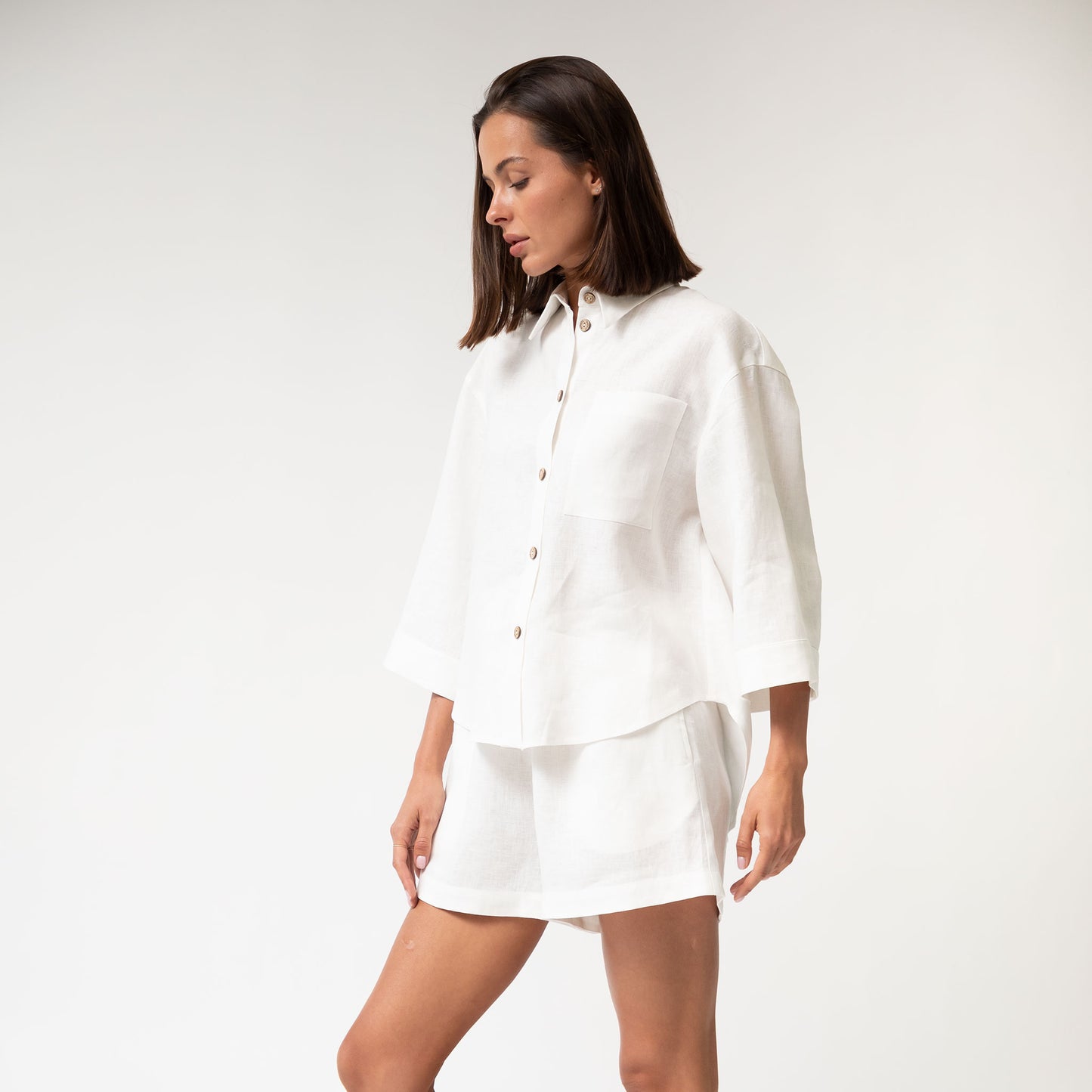 White Heavy Linen Shorts Perfect Days