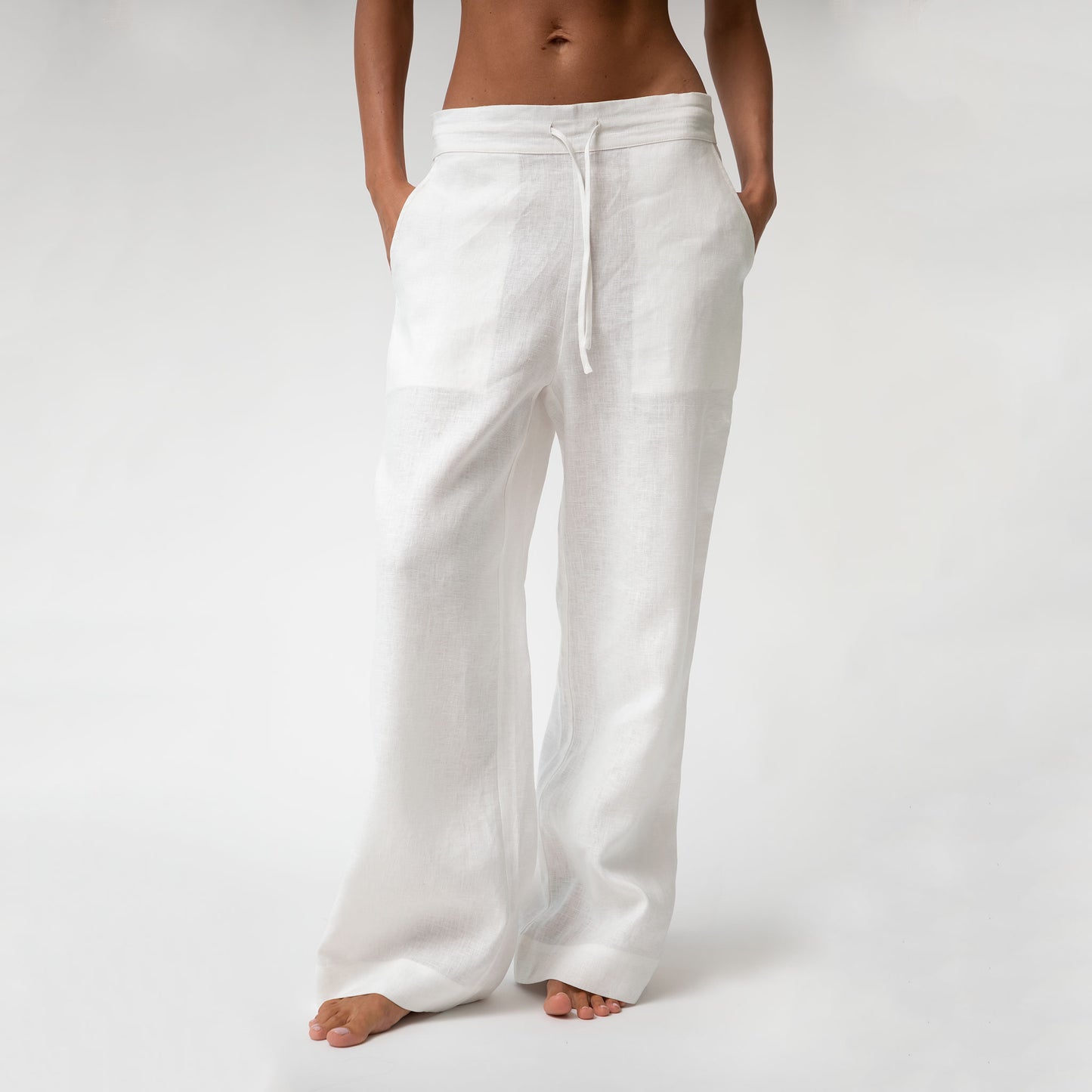 White Heavy Linen Wide-leg Pants Perfect Days