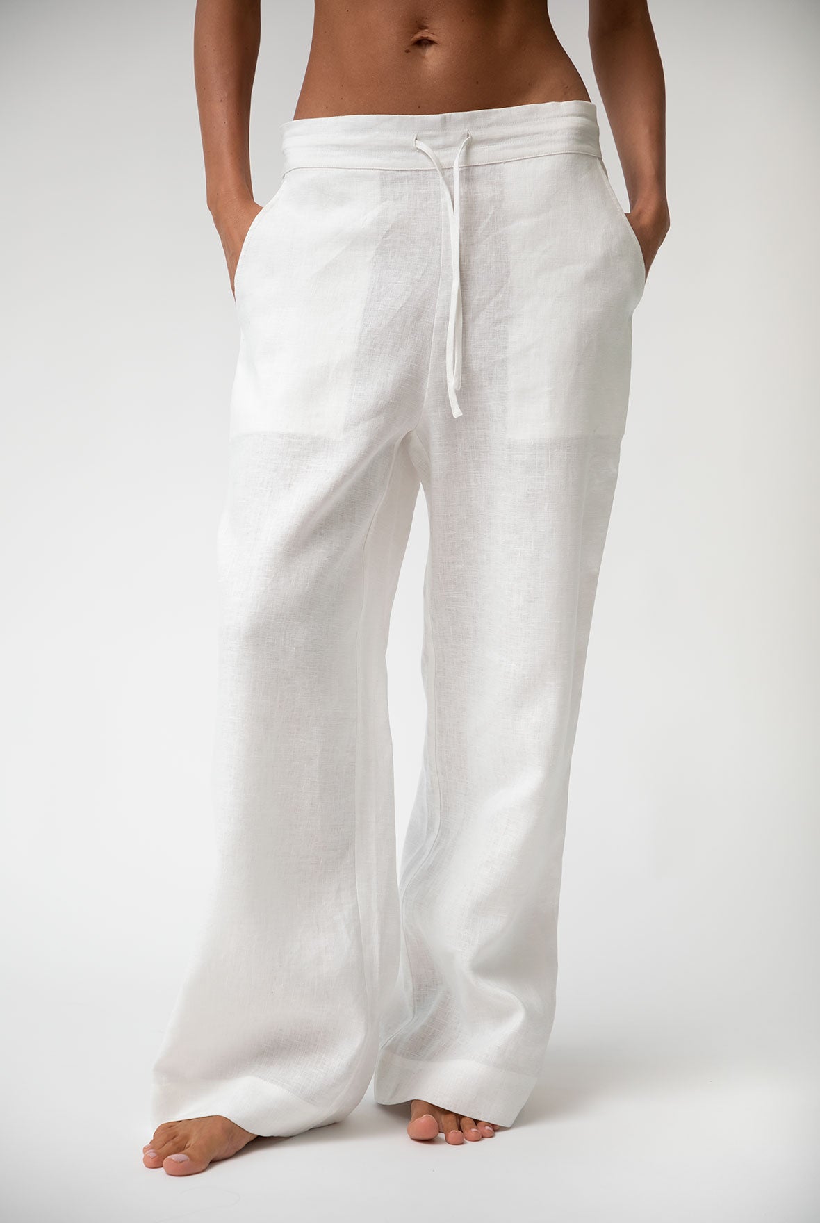 White Heavy Linen Wide-leg Pants Perfect Days