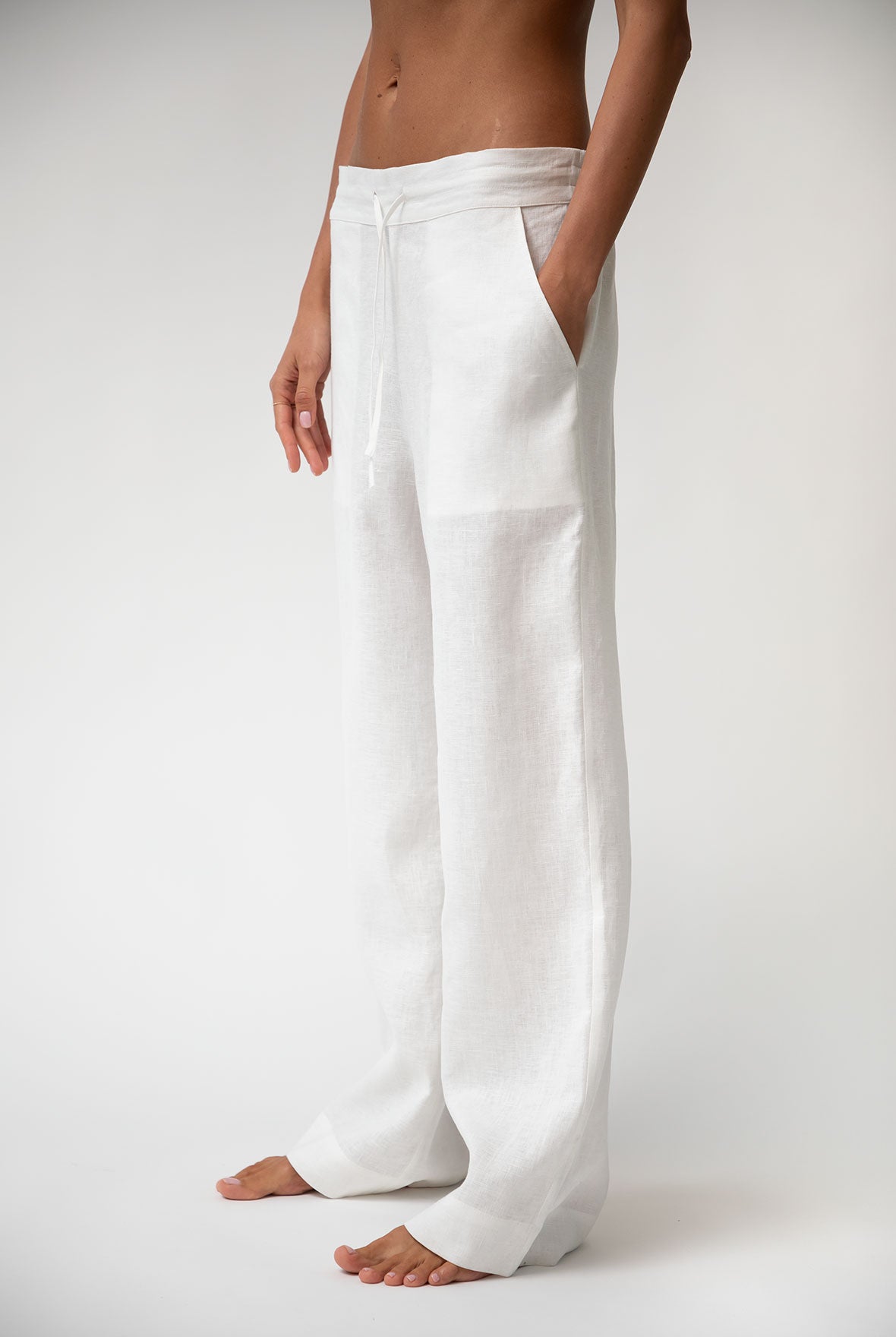White Heavy Linen Wide-leg Pants Perfect Days