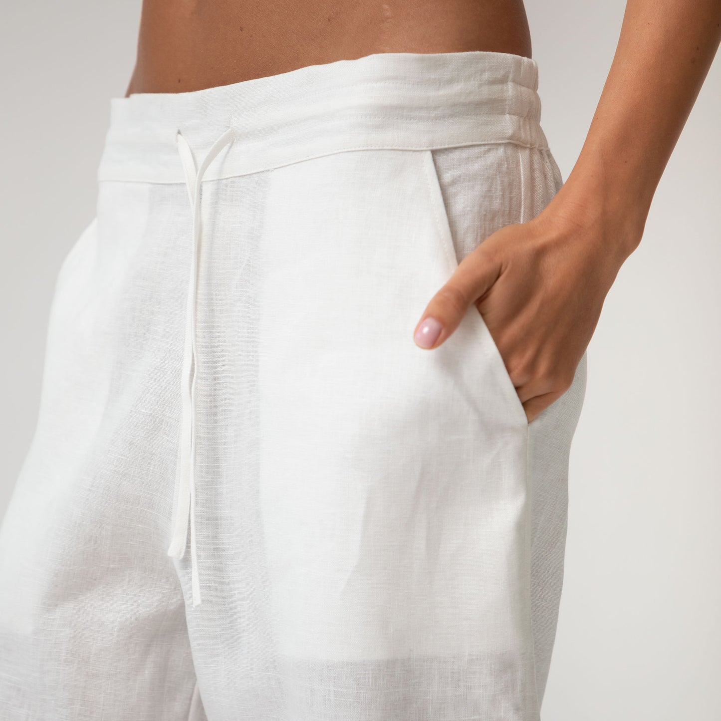 White Heavy Linen Wide-leg Pants Perfect Days