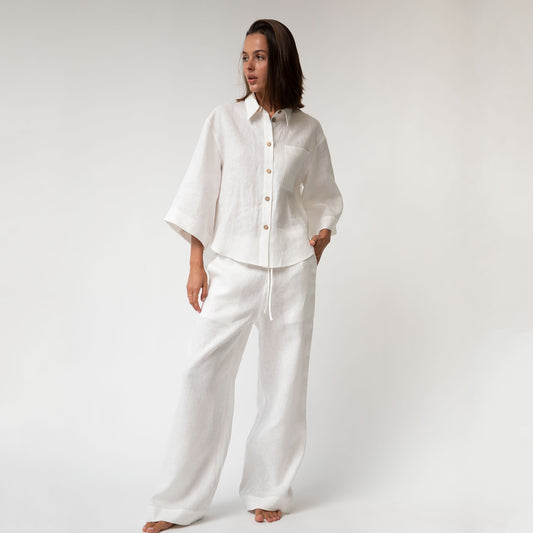 White Heavy Linen Shirt Perfect Days