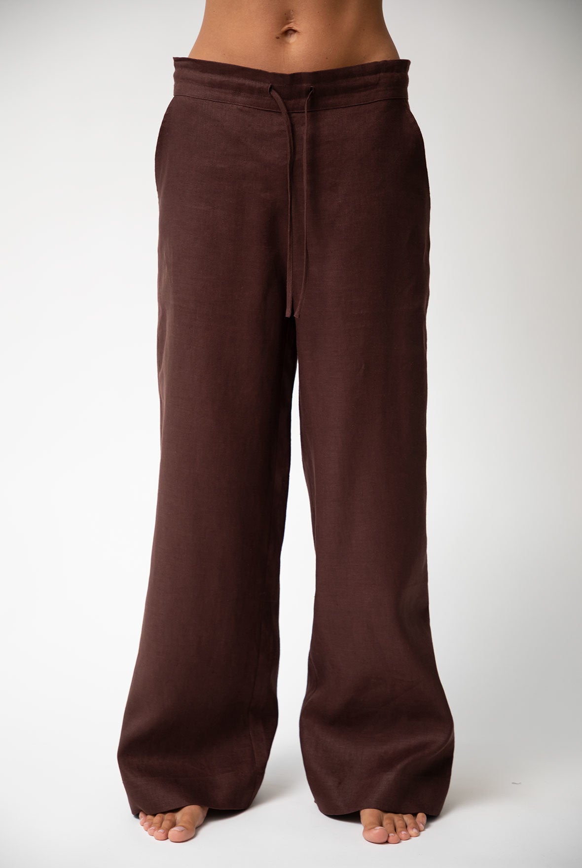 Brown Heavy Linen Wide-leg Pants Perfect Days