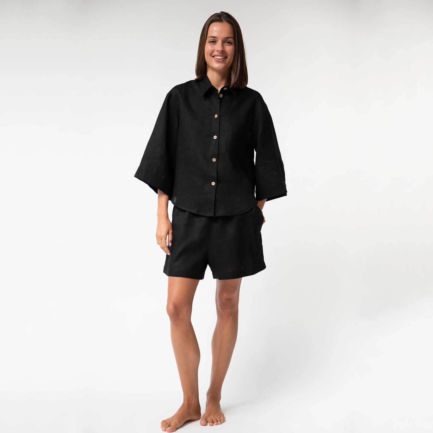 Black Heavy Linen Shirt Perfect Days