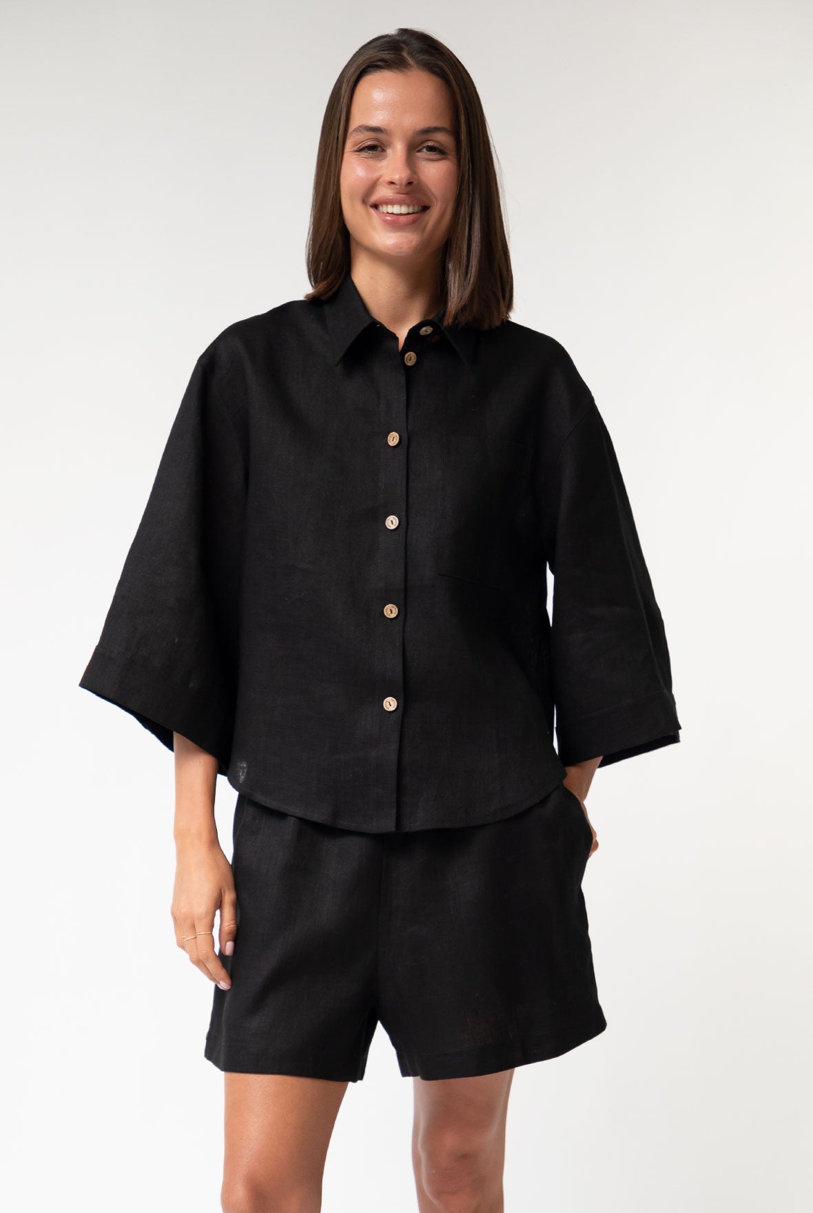 Black Heavy Linen Shirt Perfect Days