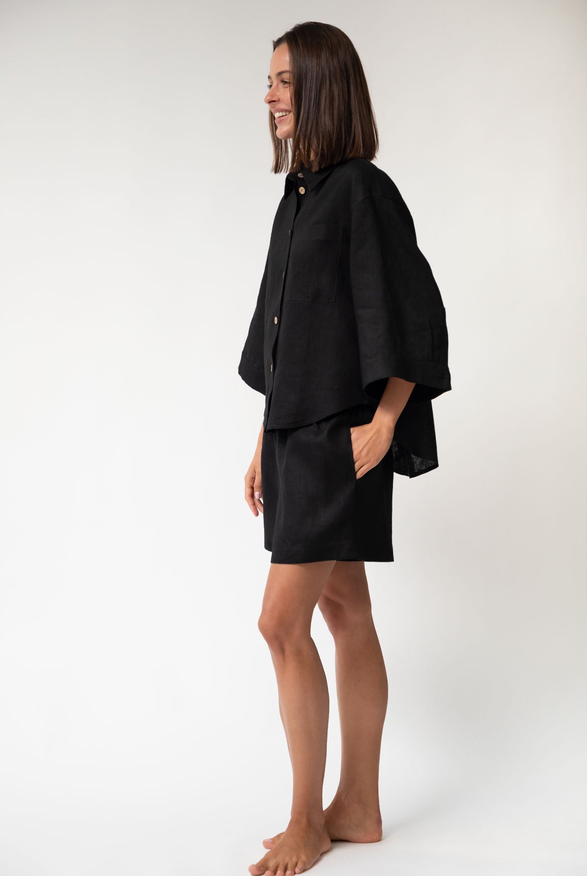Black Heavy Linen Shirt Perfect Days