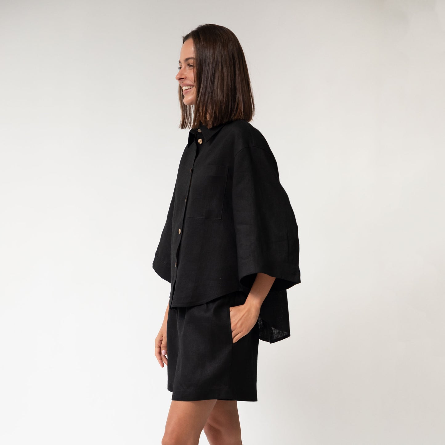 Black Heavy Linen Shirt Perfect Days