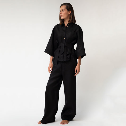 Black Heavy Linen Shirt Perfect Days