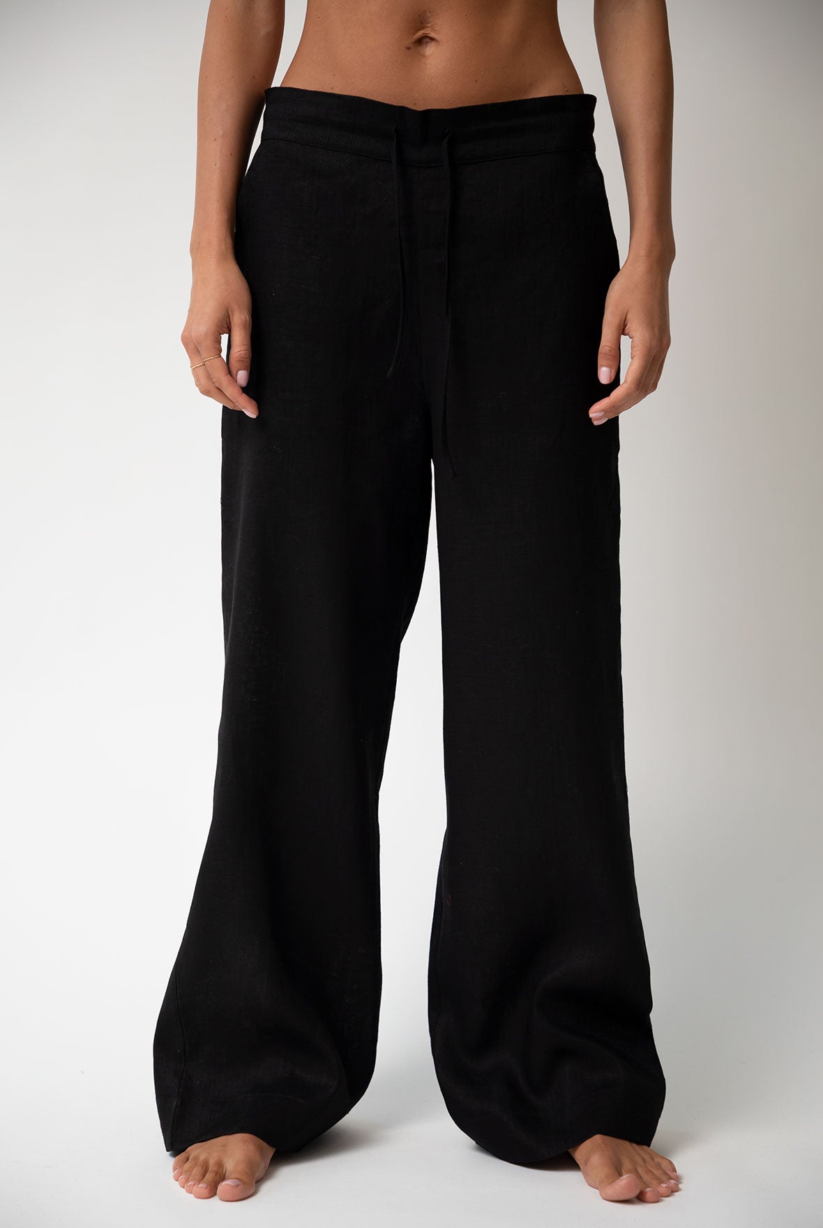 Black Heavy Linen Wide-leg Pants Perfect Days