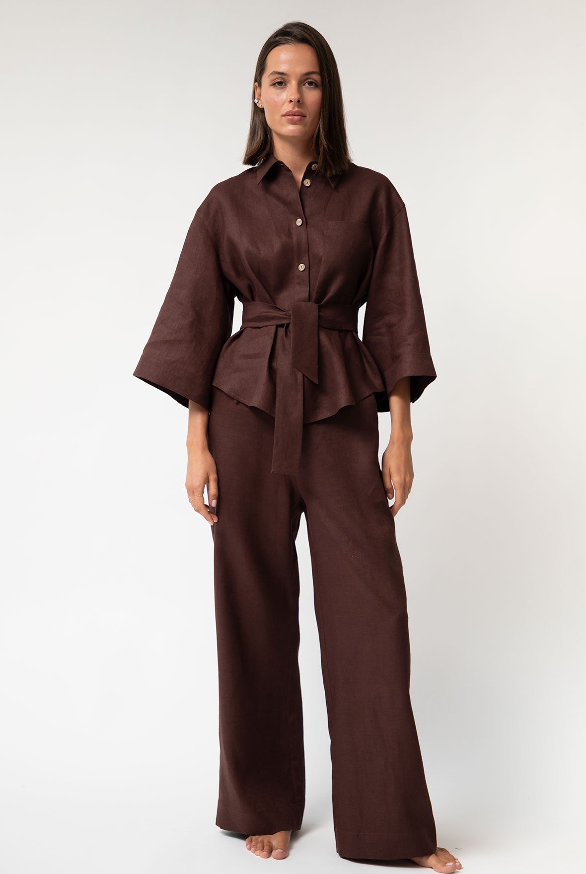 Brown Heavy Linen Shirt Perfect Days
