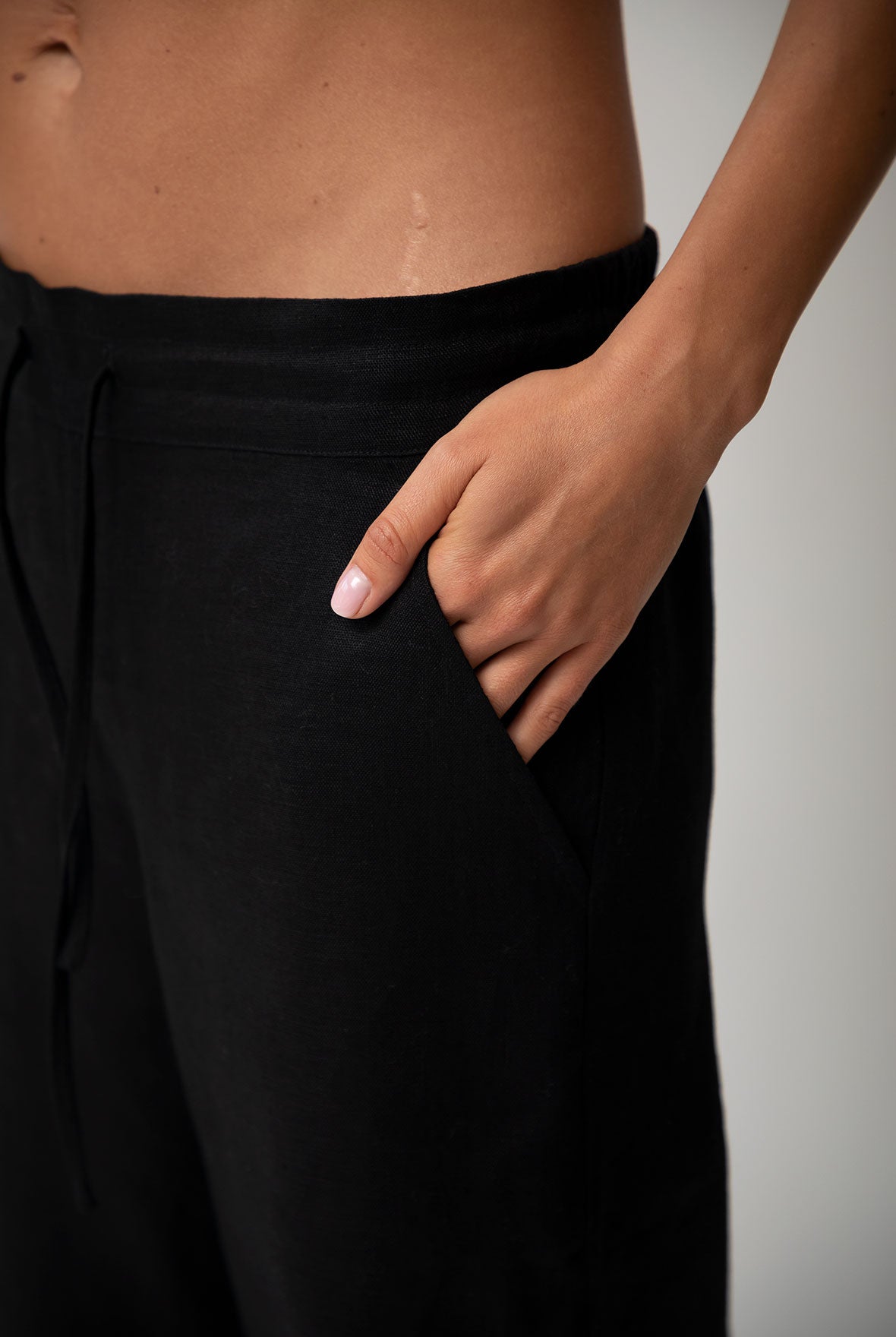 Black Heavy Linen Wide-leg Pants Perfect Days