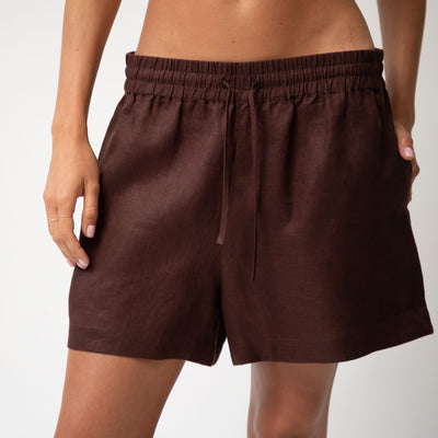 Brown Heavy Linen Shorts Perfect Days