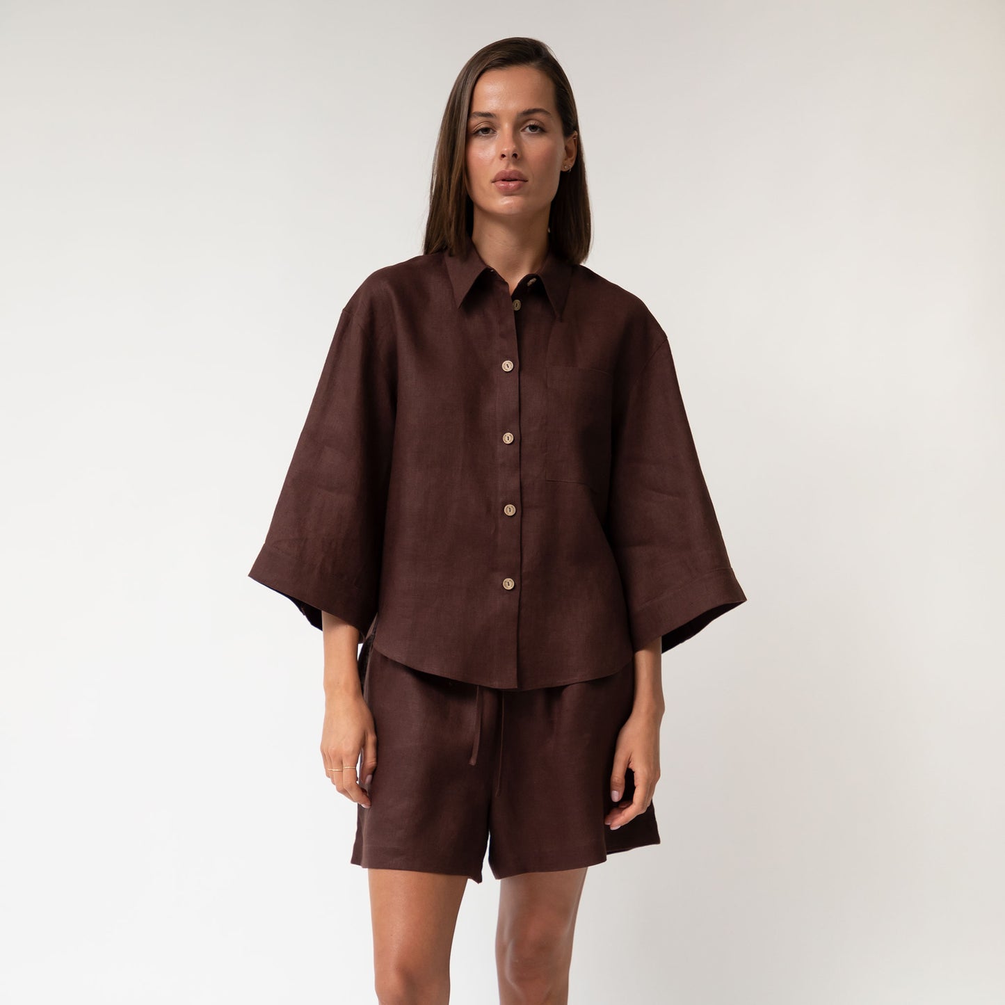 Brown Heavy Linen Shorts Perfect Days