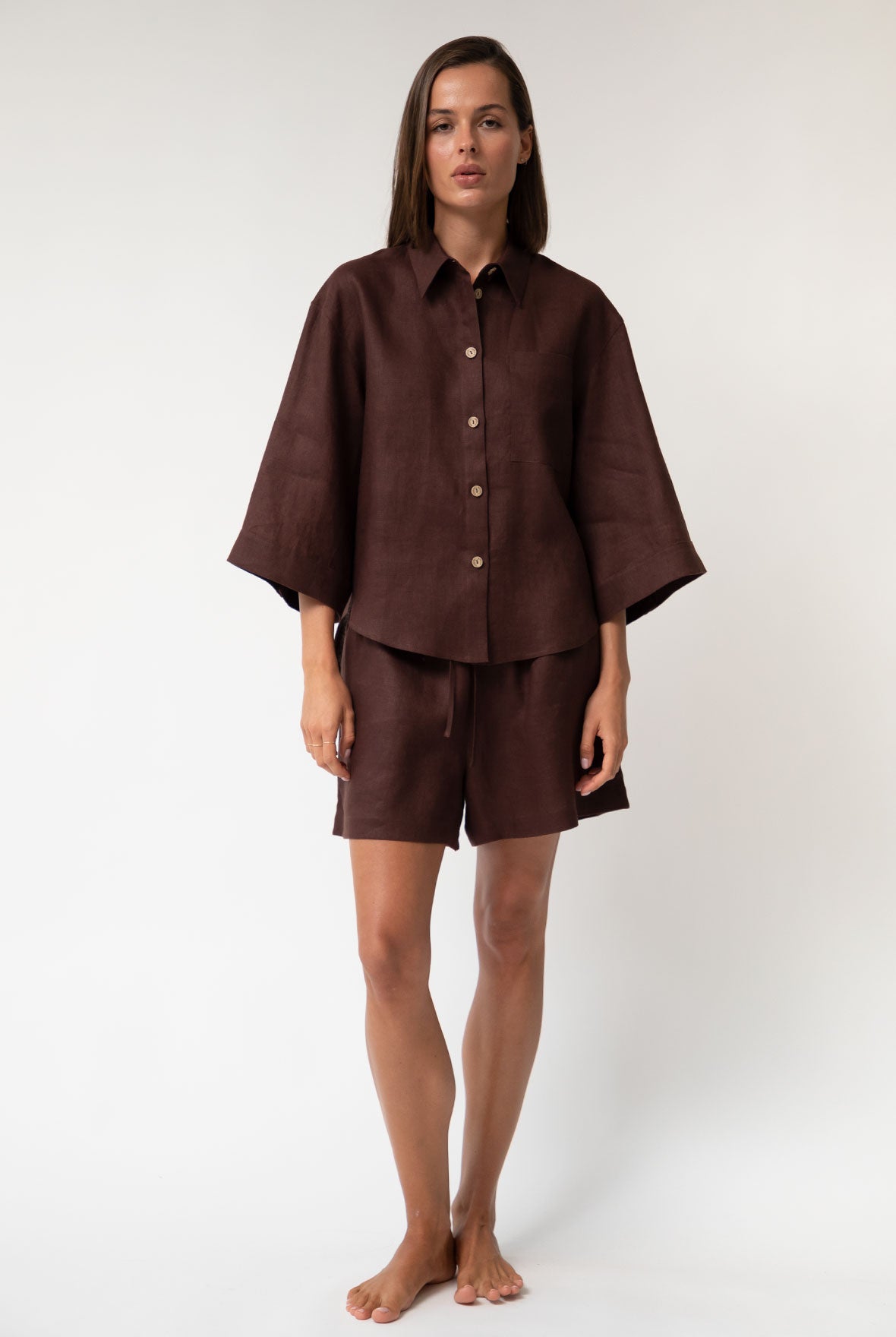 Brown Heavy Linen Shirt Perfect Days