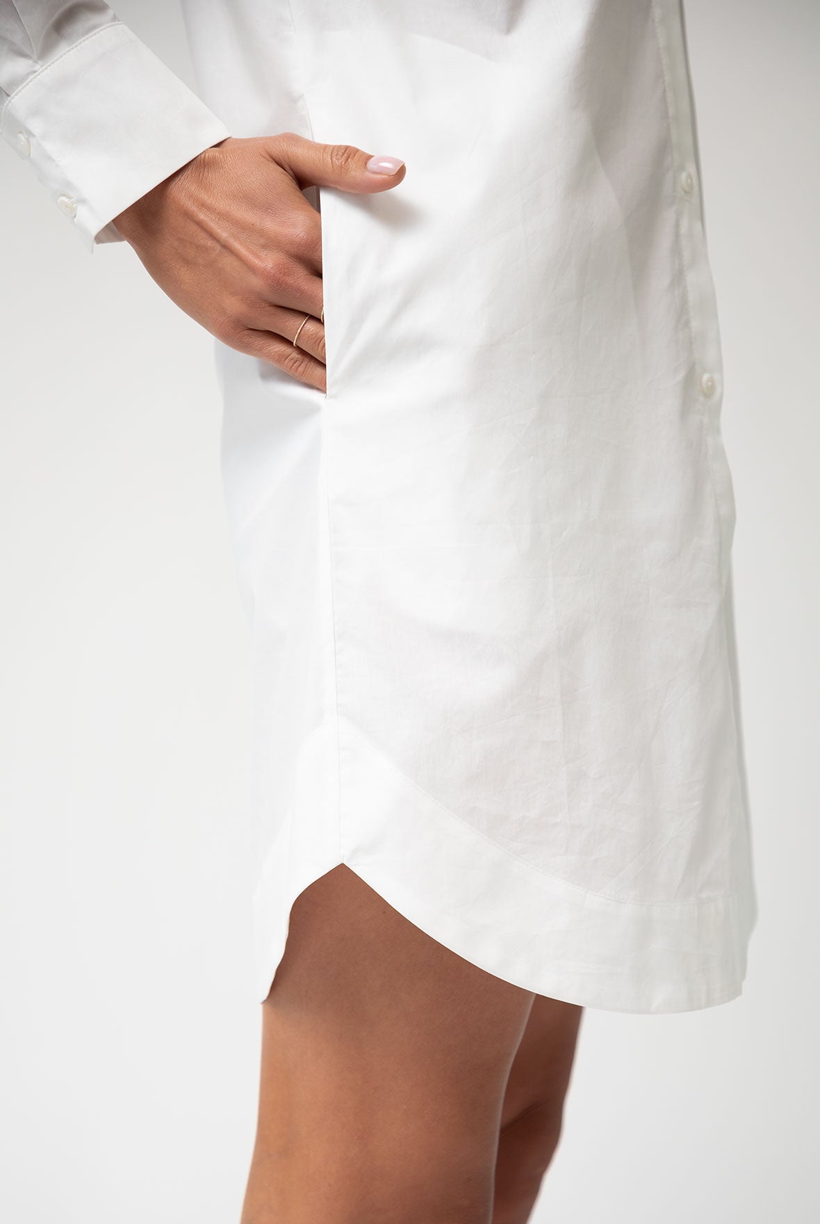 White InStyle Cotton Poplin Shirt Dress