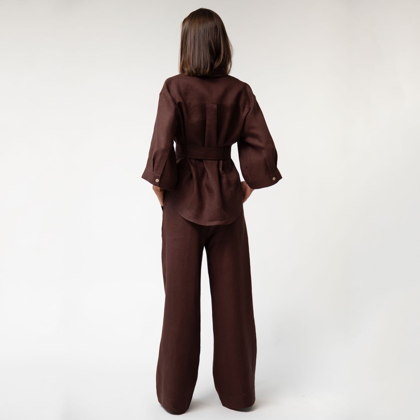 Brown Heavy Linen Wide-leg Pants Perfect Days