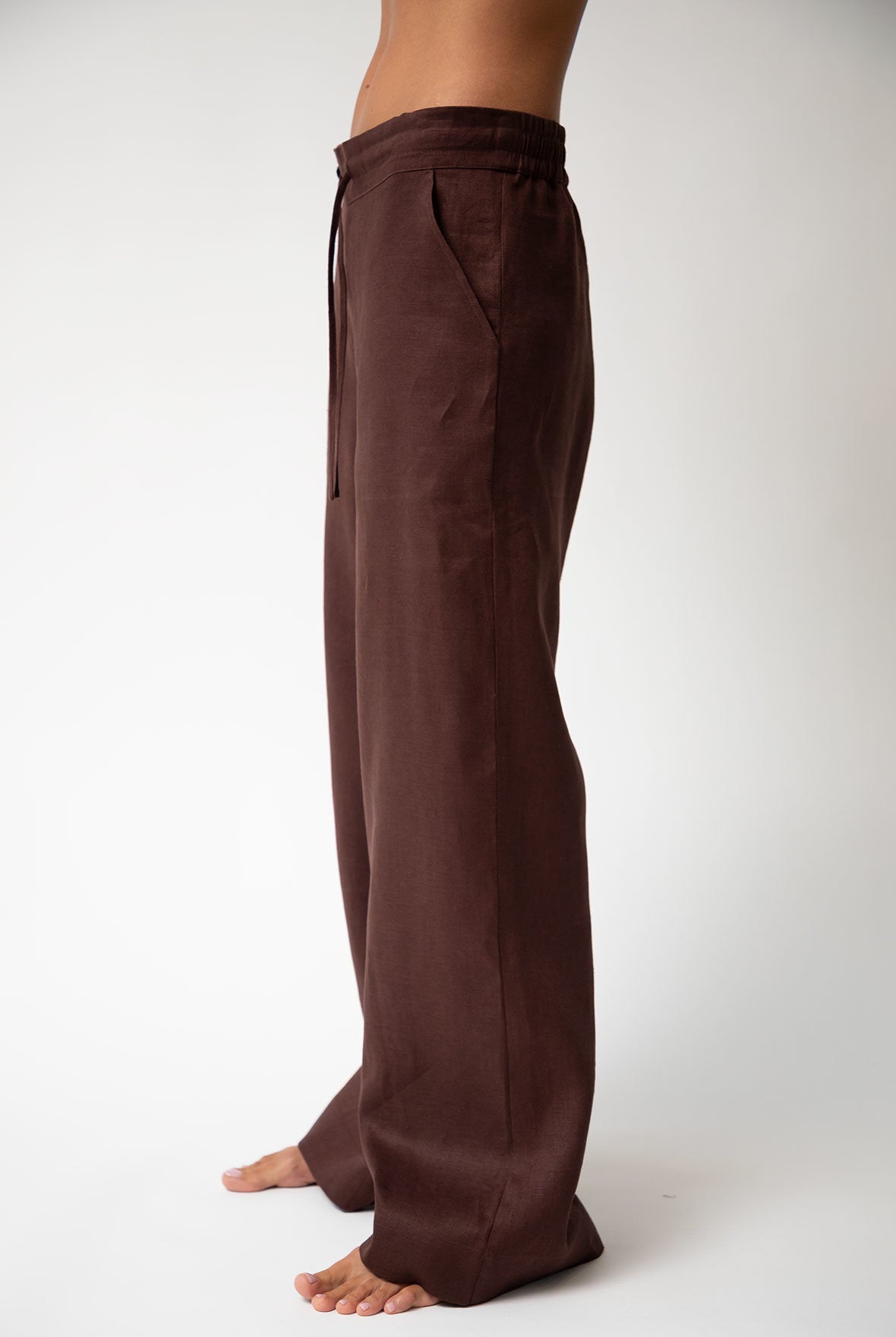 Brown Heavy Linen Wide-leg Pants Perfect Days