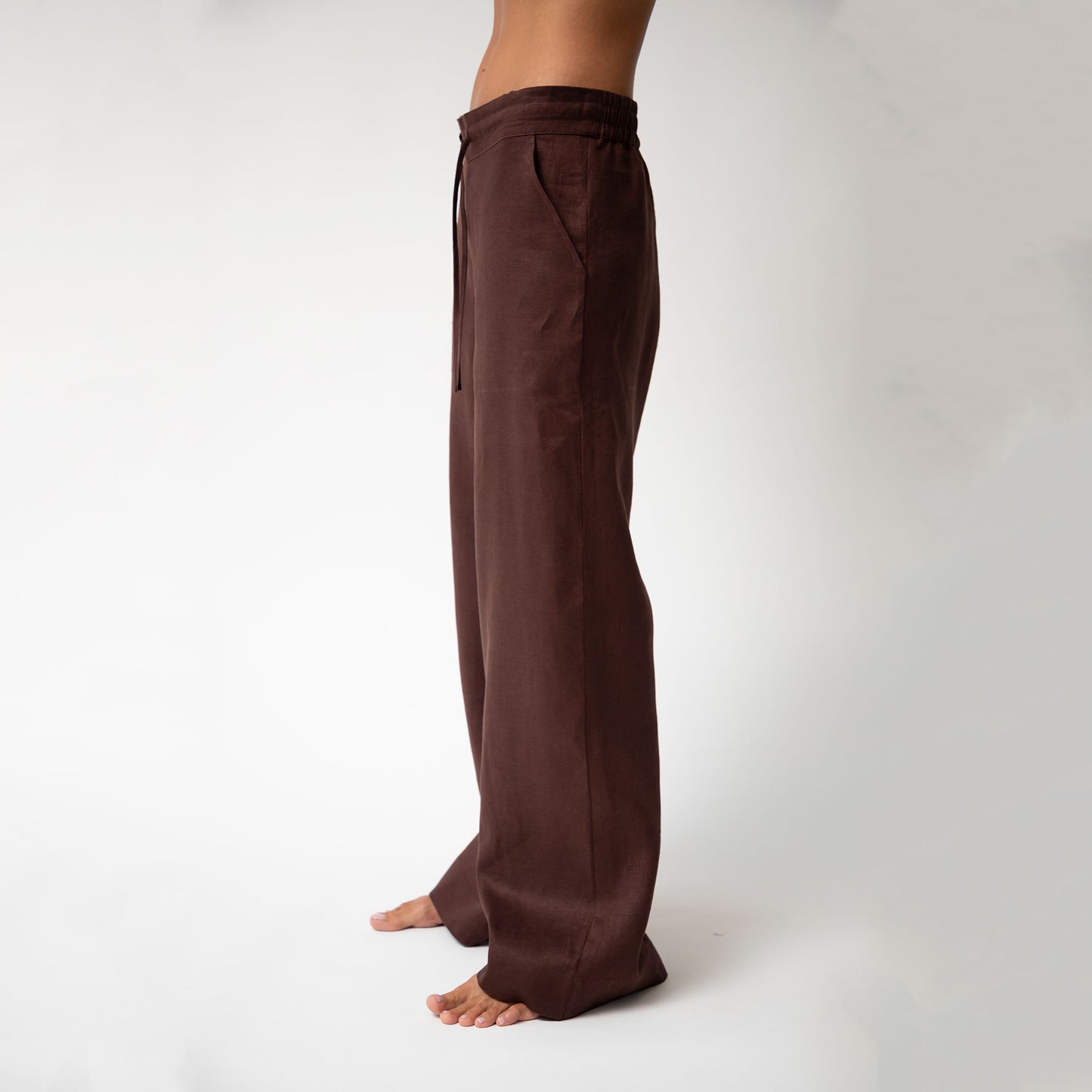 Brown Heavy Linen Wide-leg Pants Perfect Days