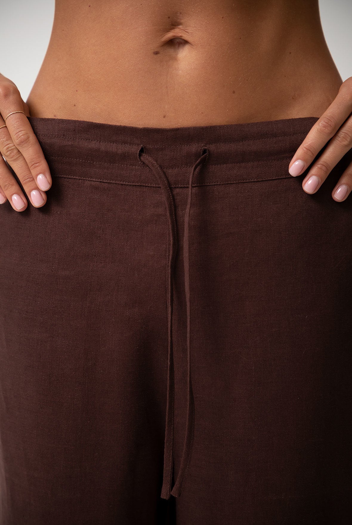 Brown Heavy Linen Wide-leg Pants Perfect Days