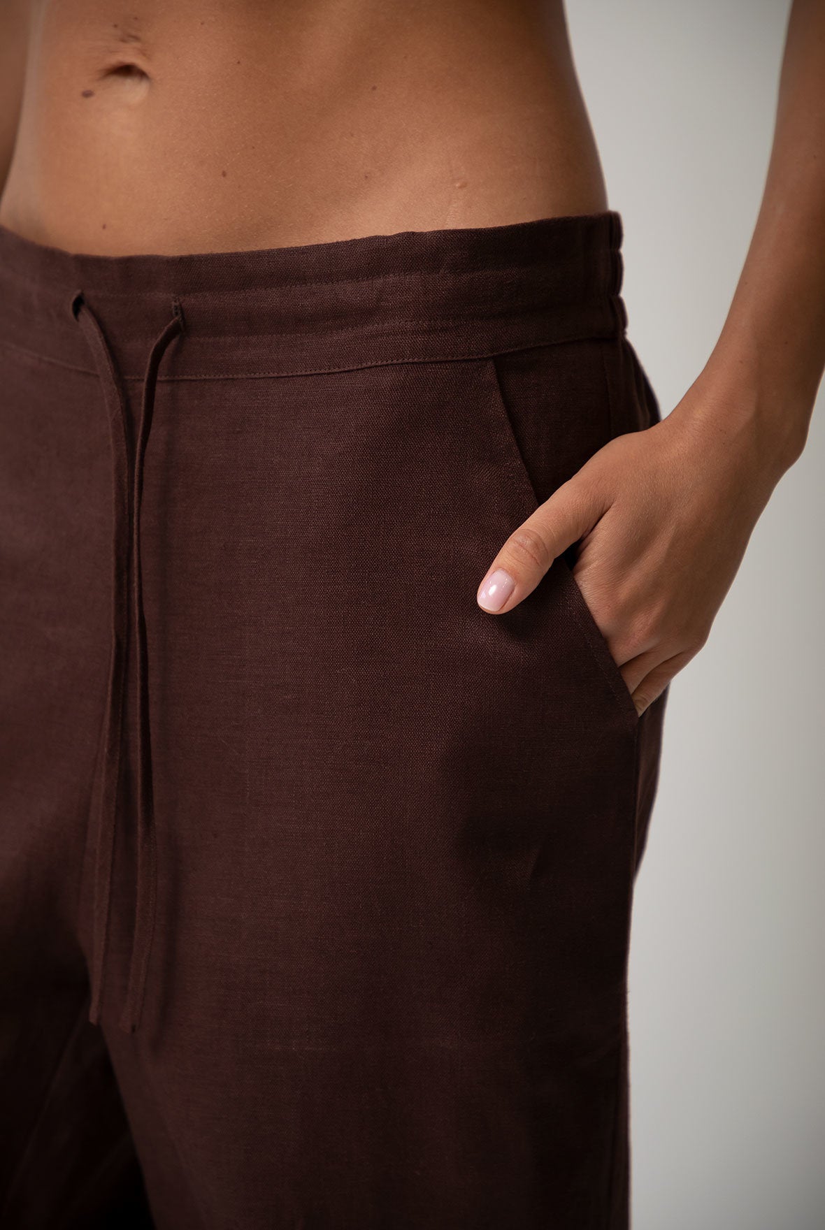 Brown Heavy Linen Wide-leg Pants Perfect Days