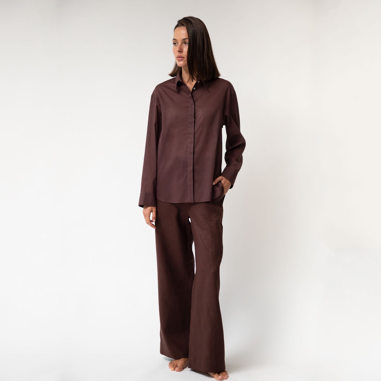 Linen Voile Shirt Restorative Brown