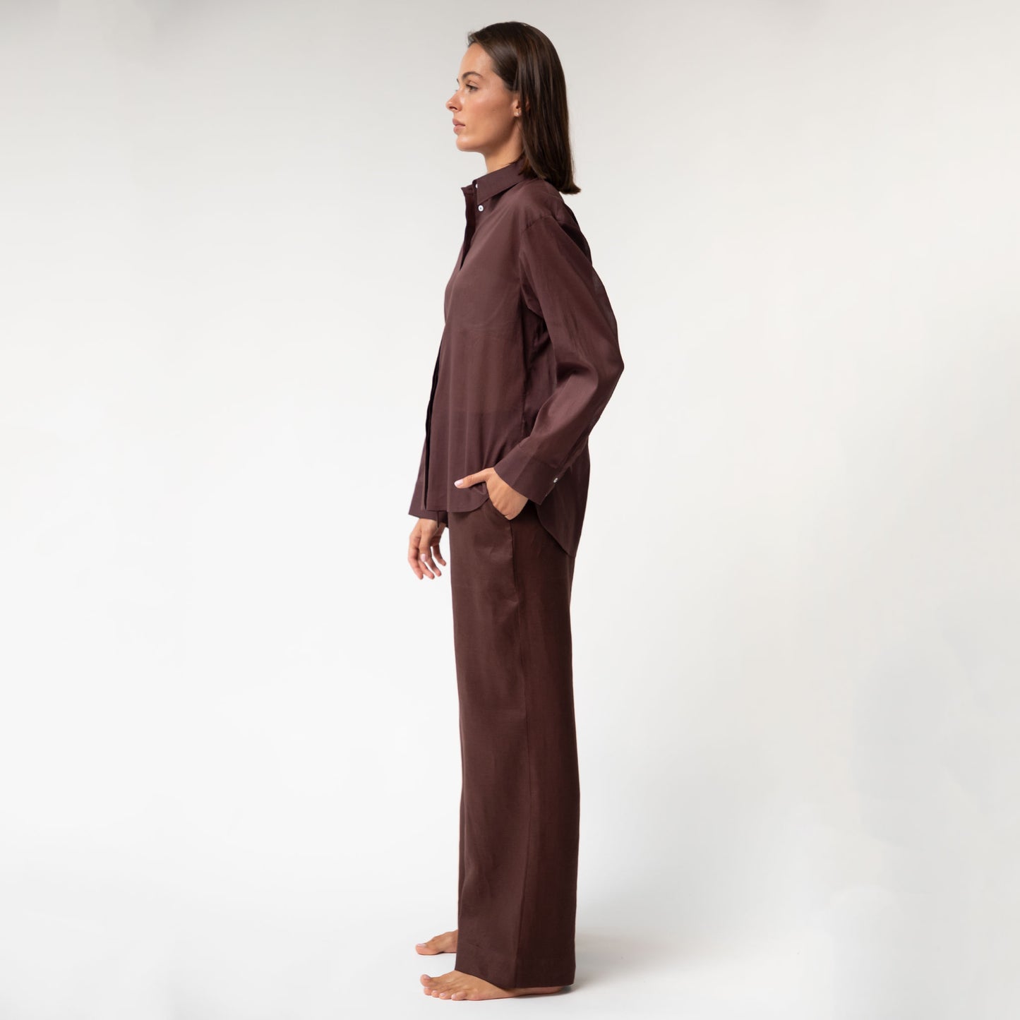 Linen Voile Shirt Restorative Brown