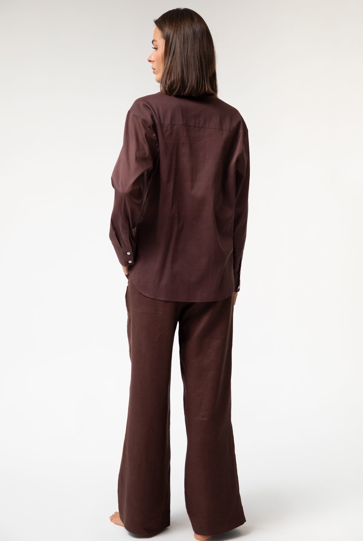Brown Heavy Linen Wide-leg Pants Perfect Days