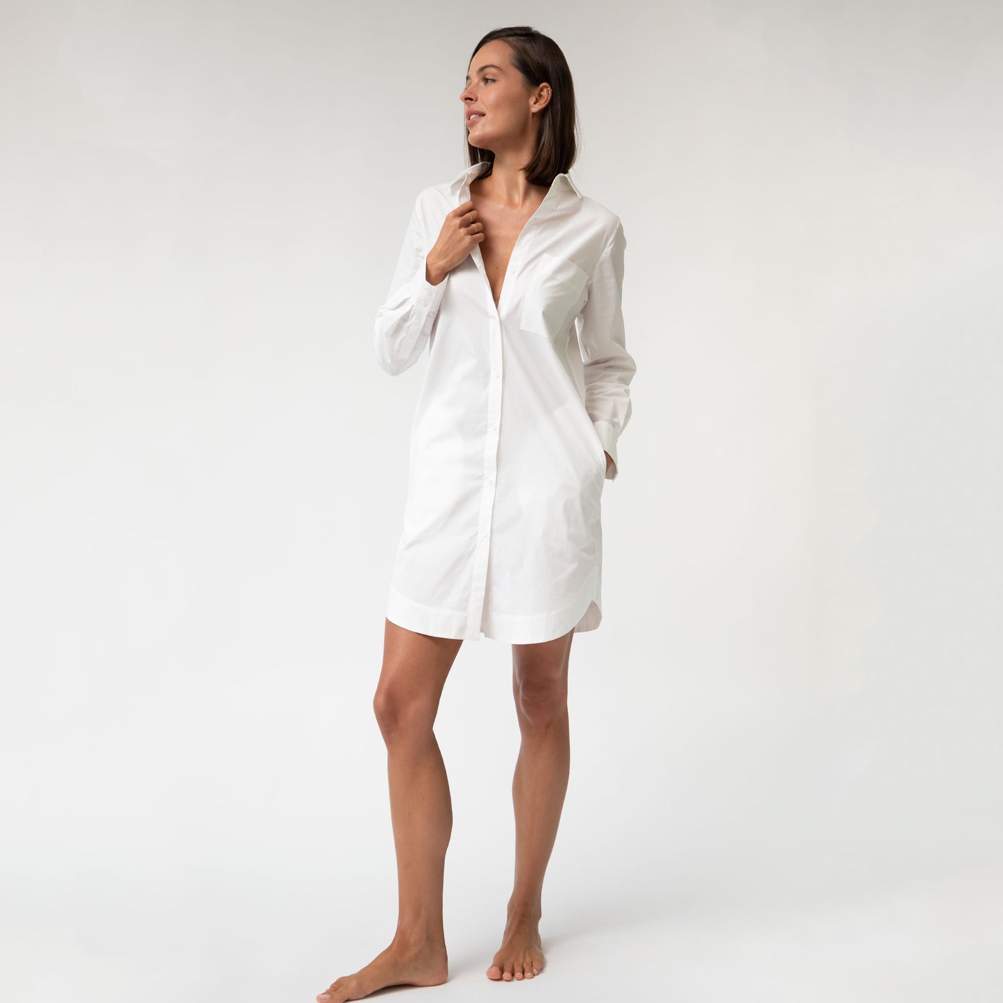 White InStyle Cotton Poplin Shirt Dress