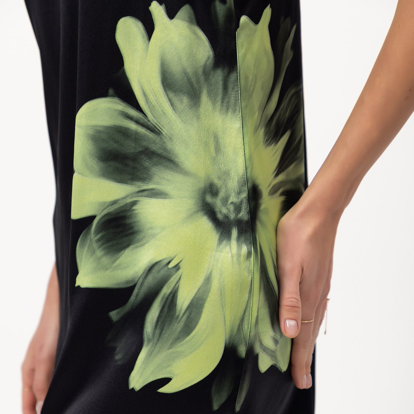 Silk Dreamscape Slip Dress Black Flower