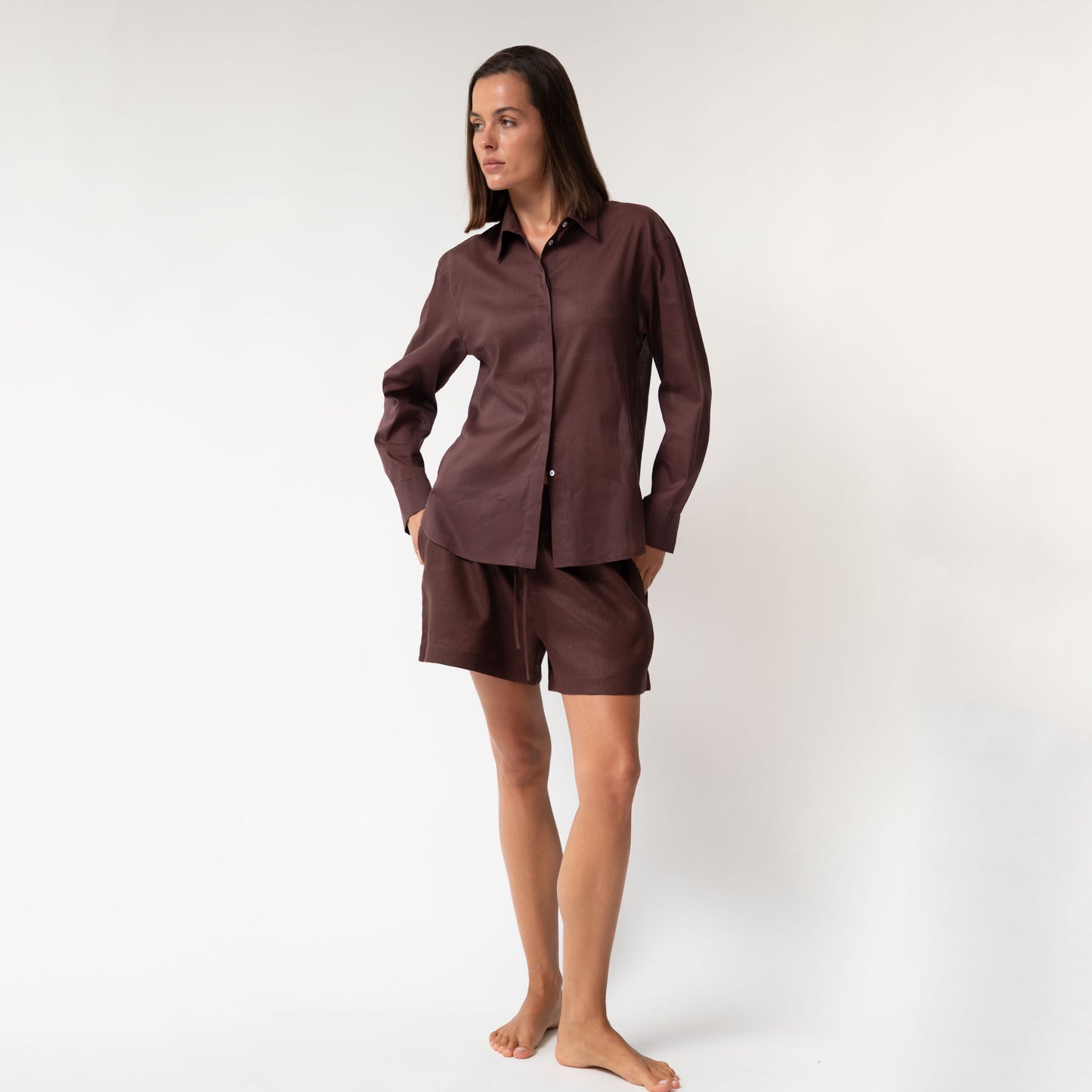 Linen Voile Shirt Restorative Brown