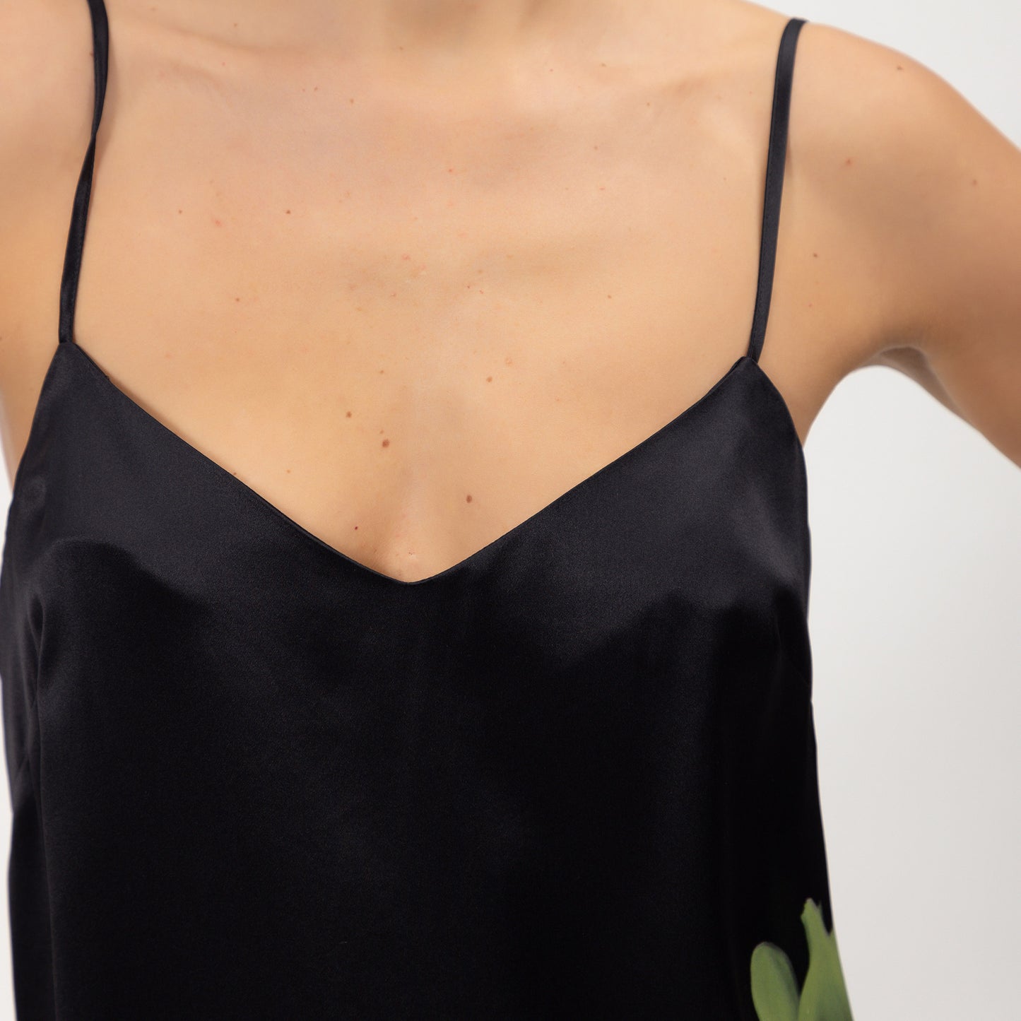 Silk Dreamscape Slip Dress Black Flower