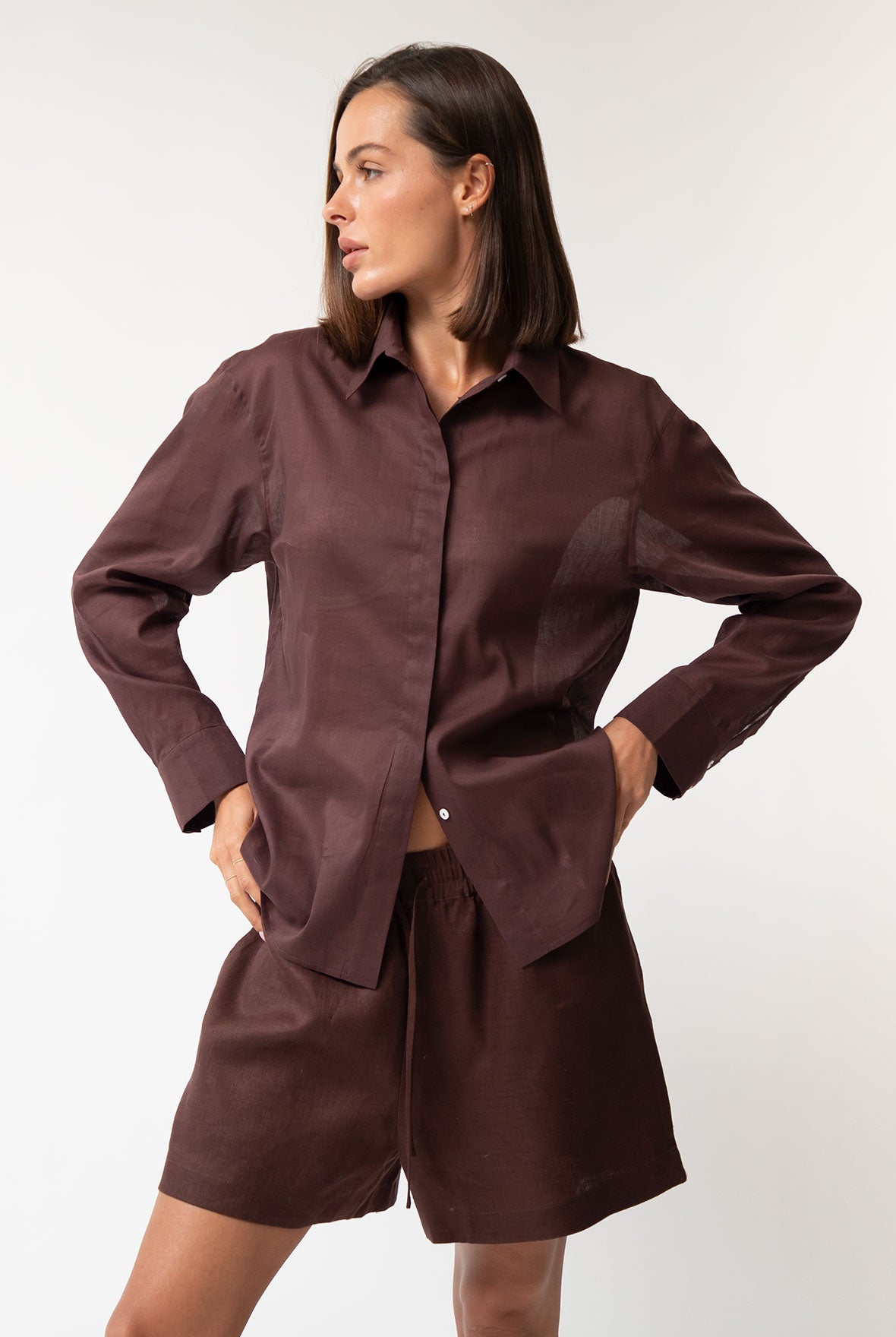 Brown Heavy Linen Shorts Perfect Days