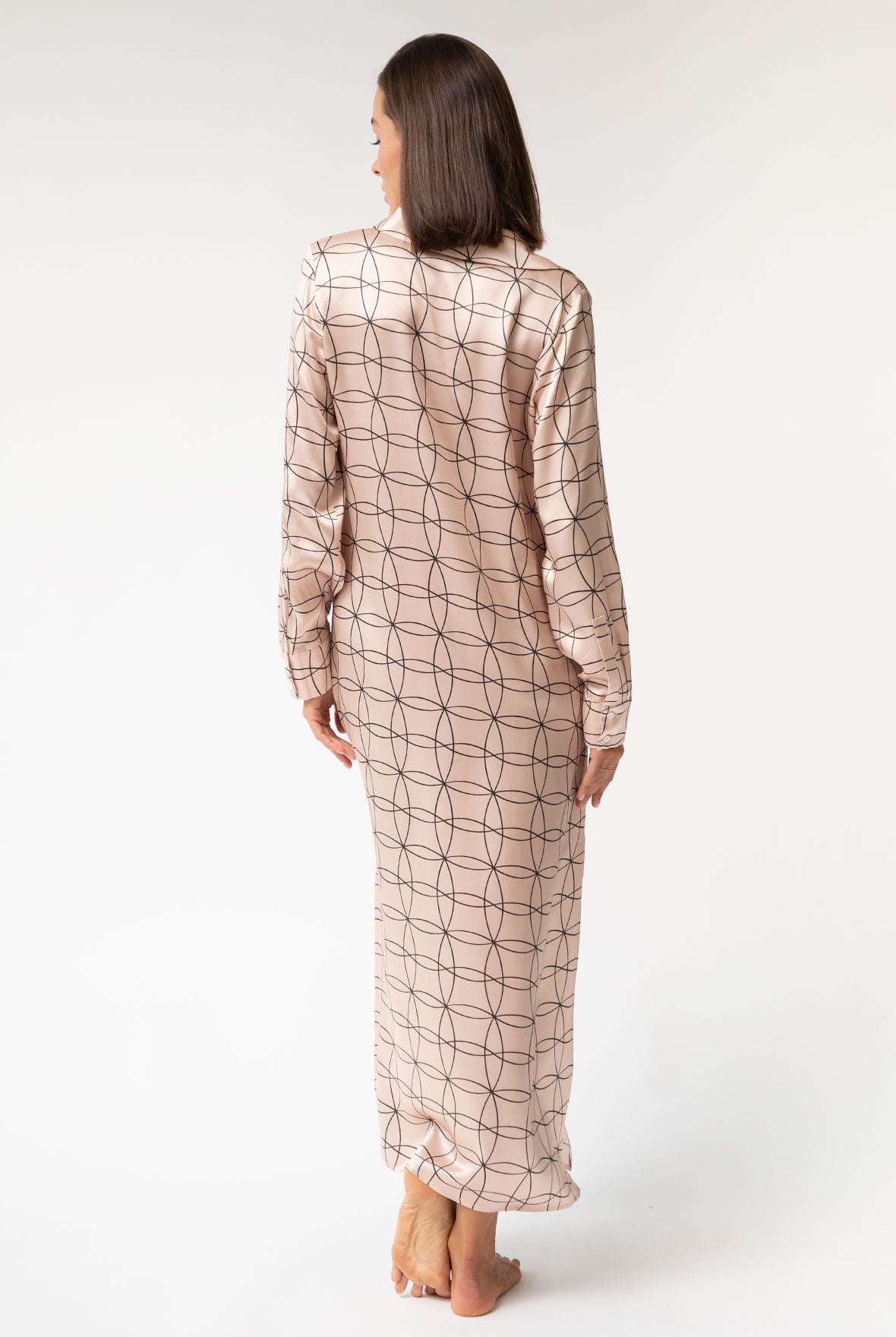 Pink Neo Geo Silk Shirt Dress