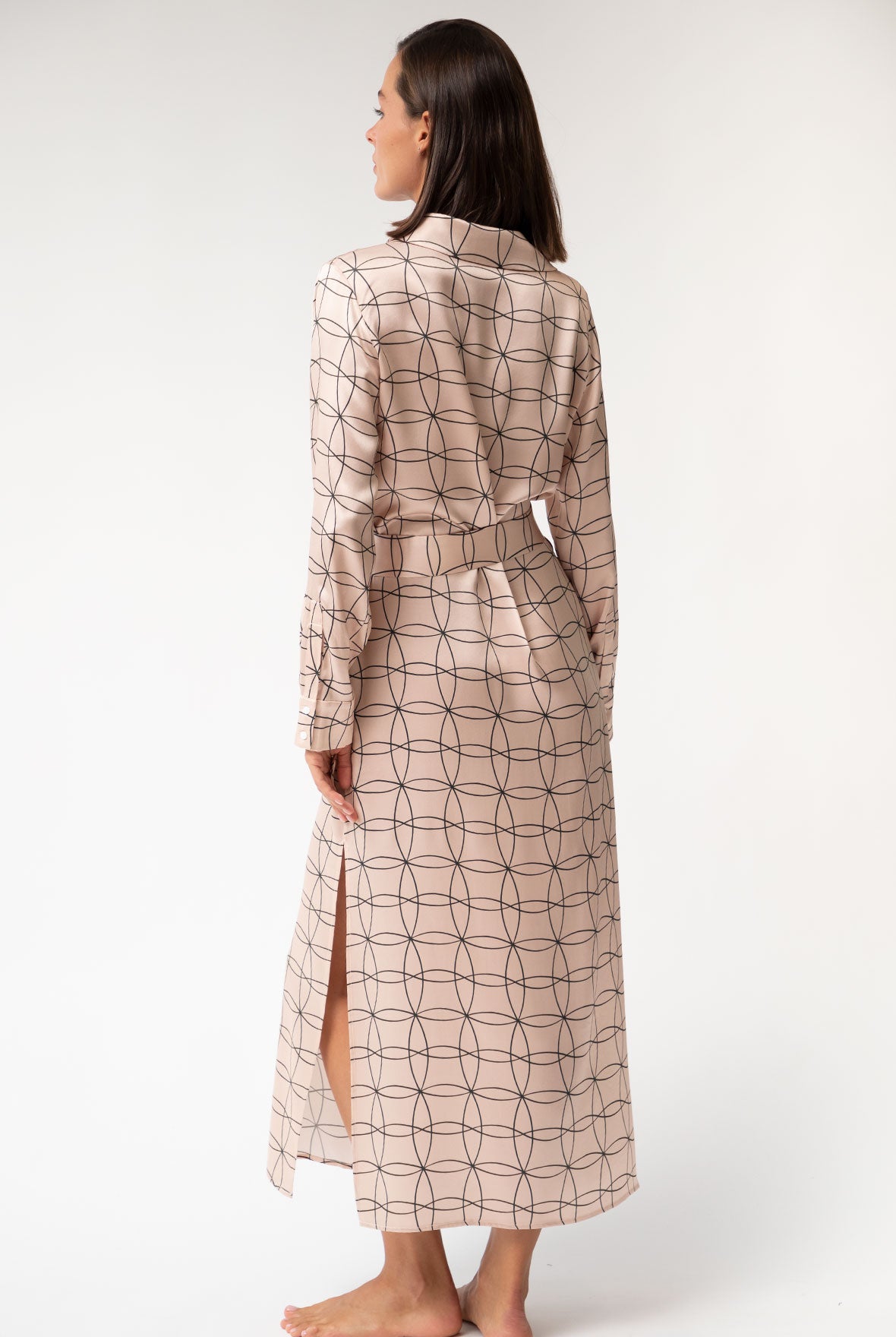 Pink Neo Geo Silk Shirt Dress