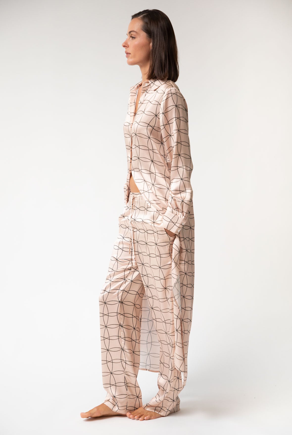 Pink Neo Geo Silk Shirt Dress